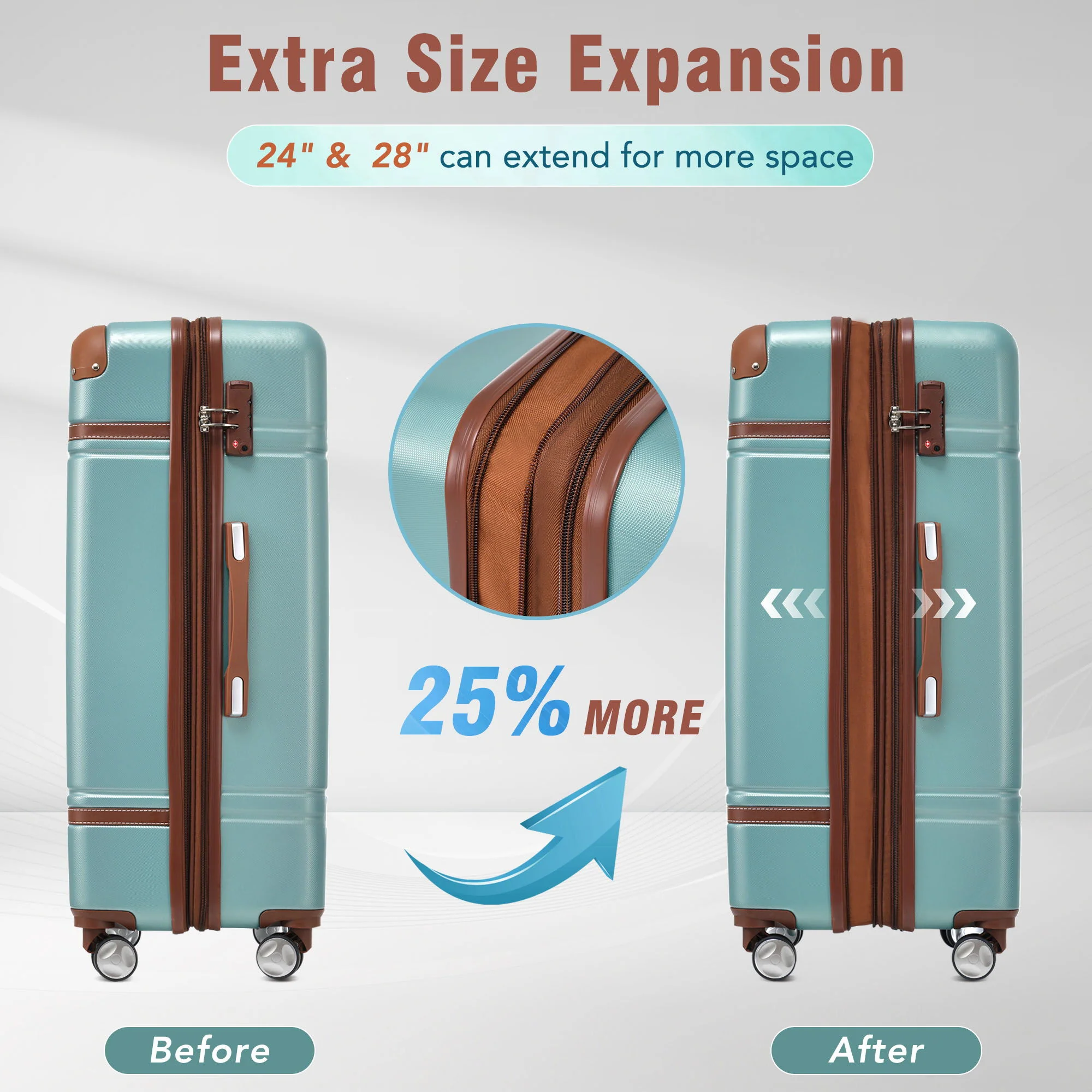Hardshell Luggage Sets 3 Pieces 20" / 24" Luggages And Cosmetic Case Spinner Suitcase With Tsa Lock Lightweight - Image 29