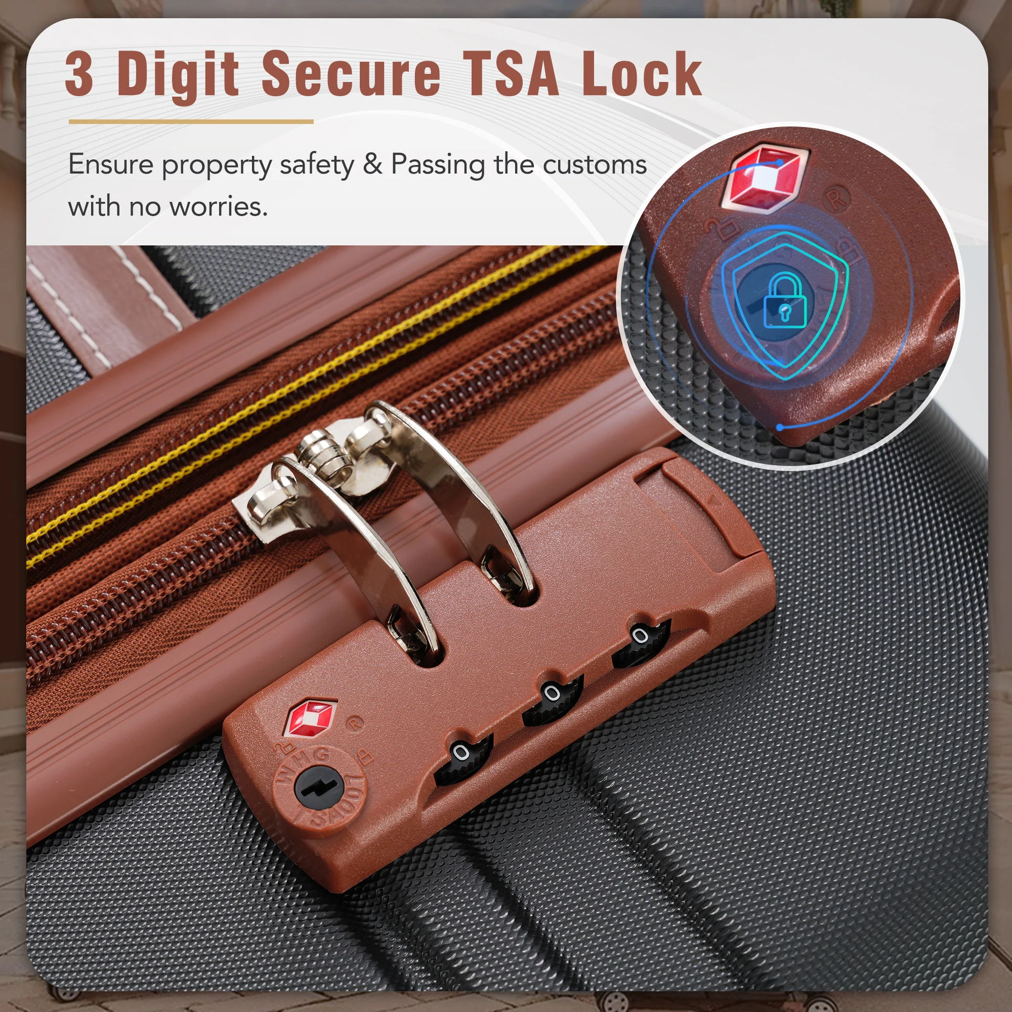 Hardshell Luggage Sets 3 Pieces 20" / 24" Luggages And Cosmetic Case Spinner Suitcase With Tsa Lock Lightweight - Image 34