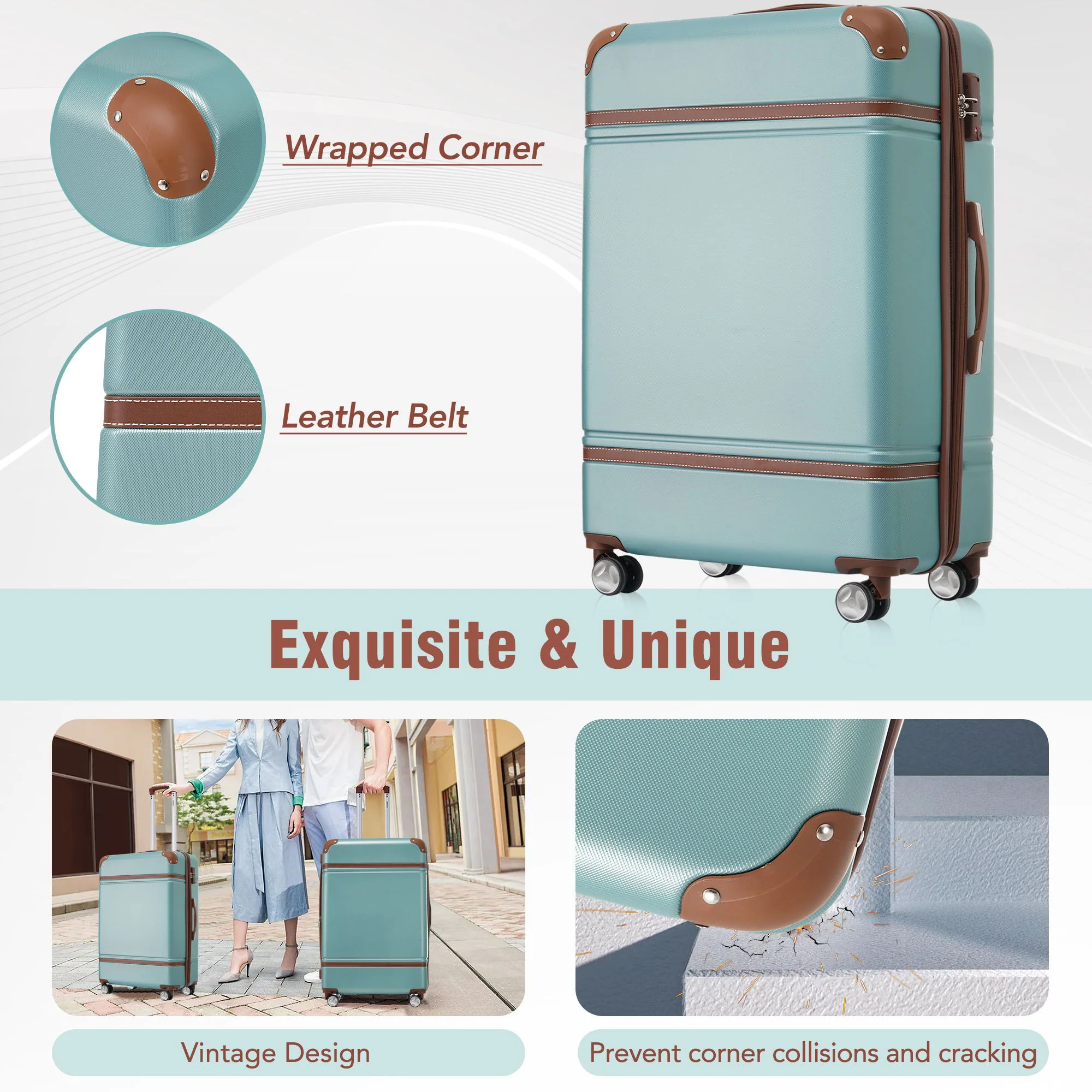 Hardshell Luggage Sets 4 Pieces 20" / 24" / 28" Luggages And Cosmetic Case Spinner Suitcase With Tsa Lock Lightweight - Image 27