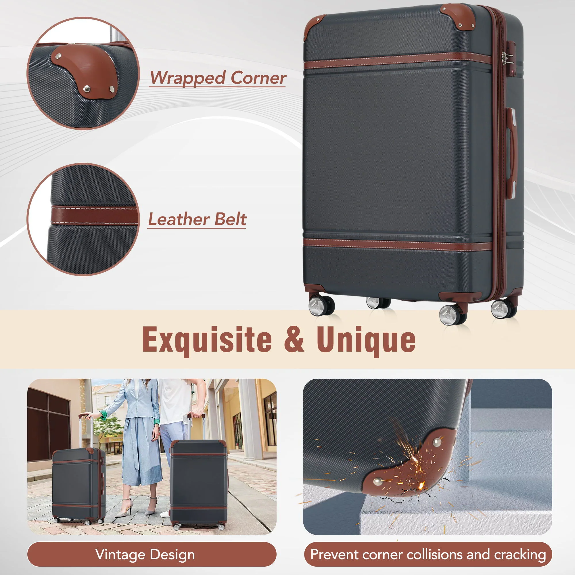 Hardshell Luggage Sets 4 Pieces 20" / 24" / 28" Luggages And Cosmetic Case Spinner Suitcase With Tsa Lock Lightweight - Image 40