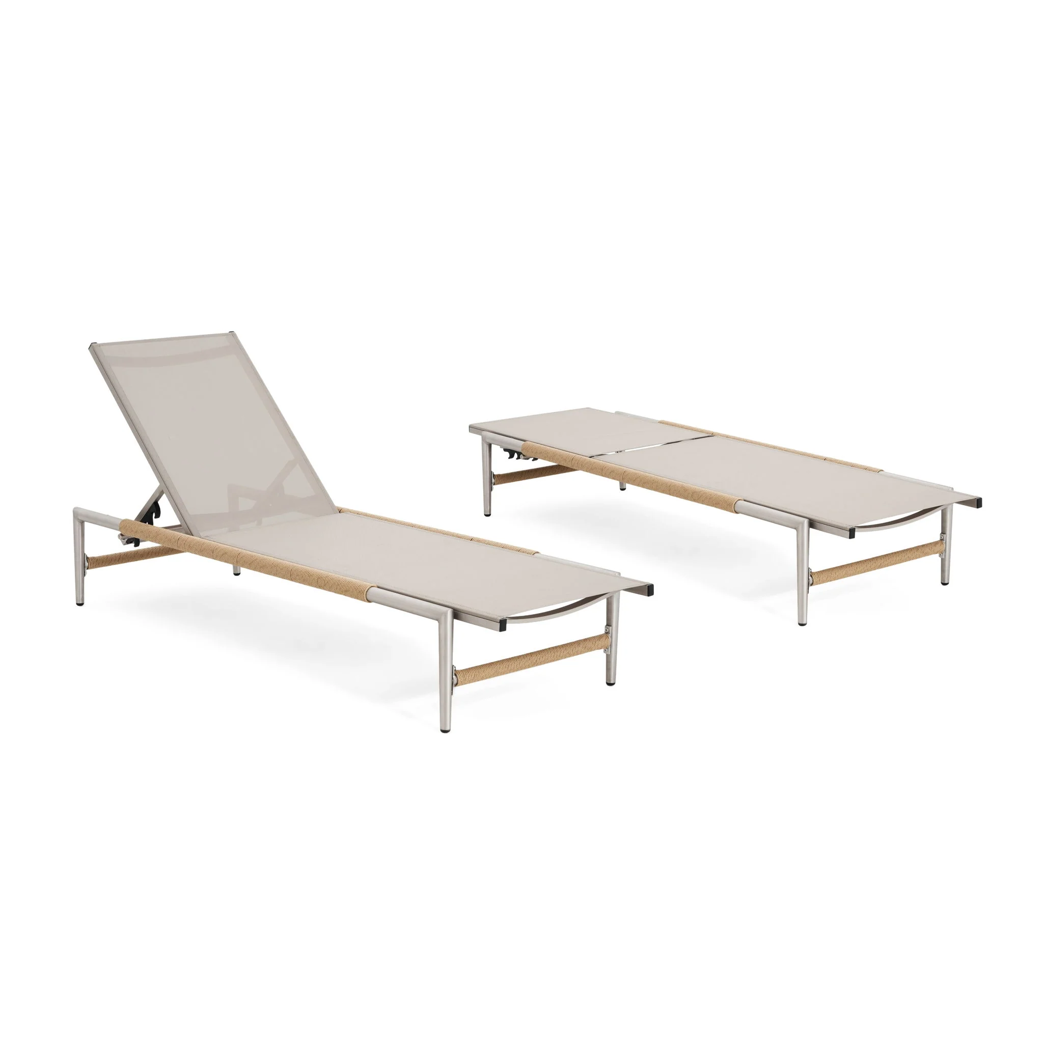 Hargrove - Outdoor Patio Aluminum Chaise Lounge (Set of 2) - Natural / Silver - Image 6
