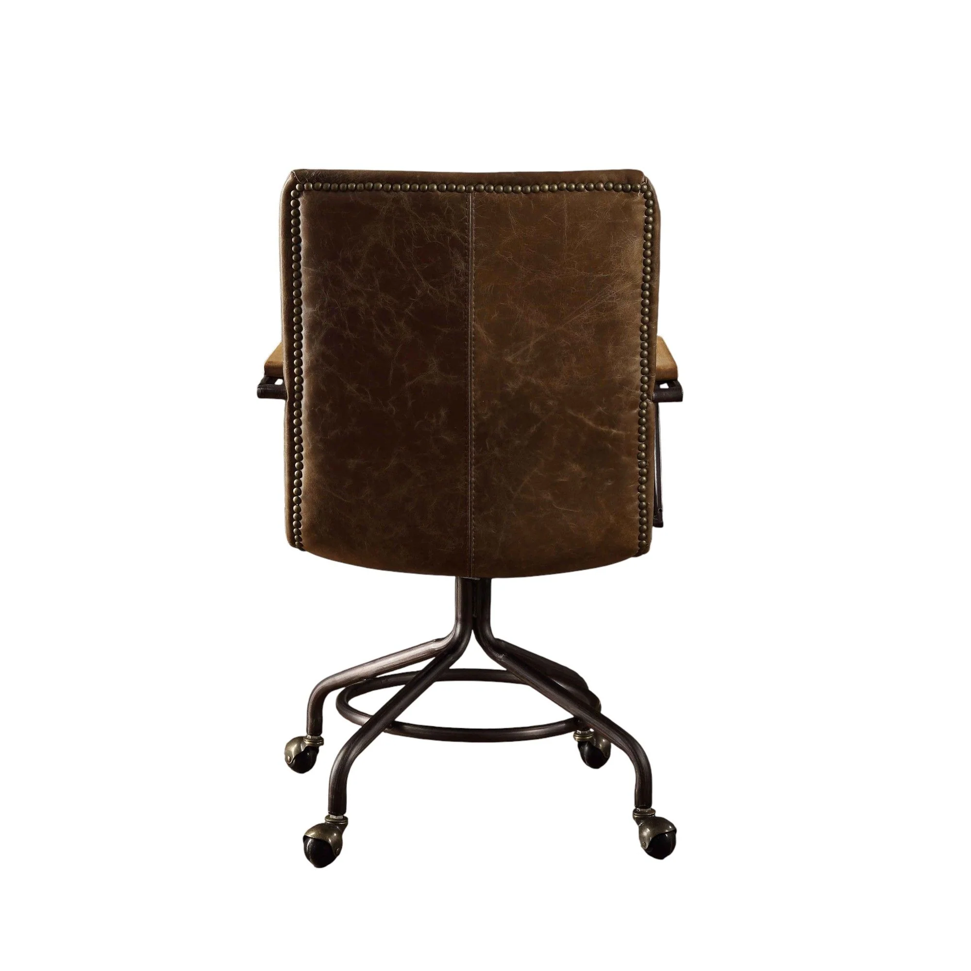 Harith - Vintage Top Grain Leather Office Chair - Brown - Image 2