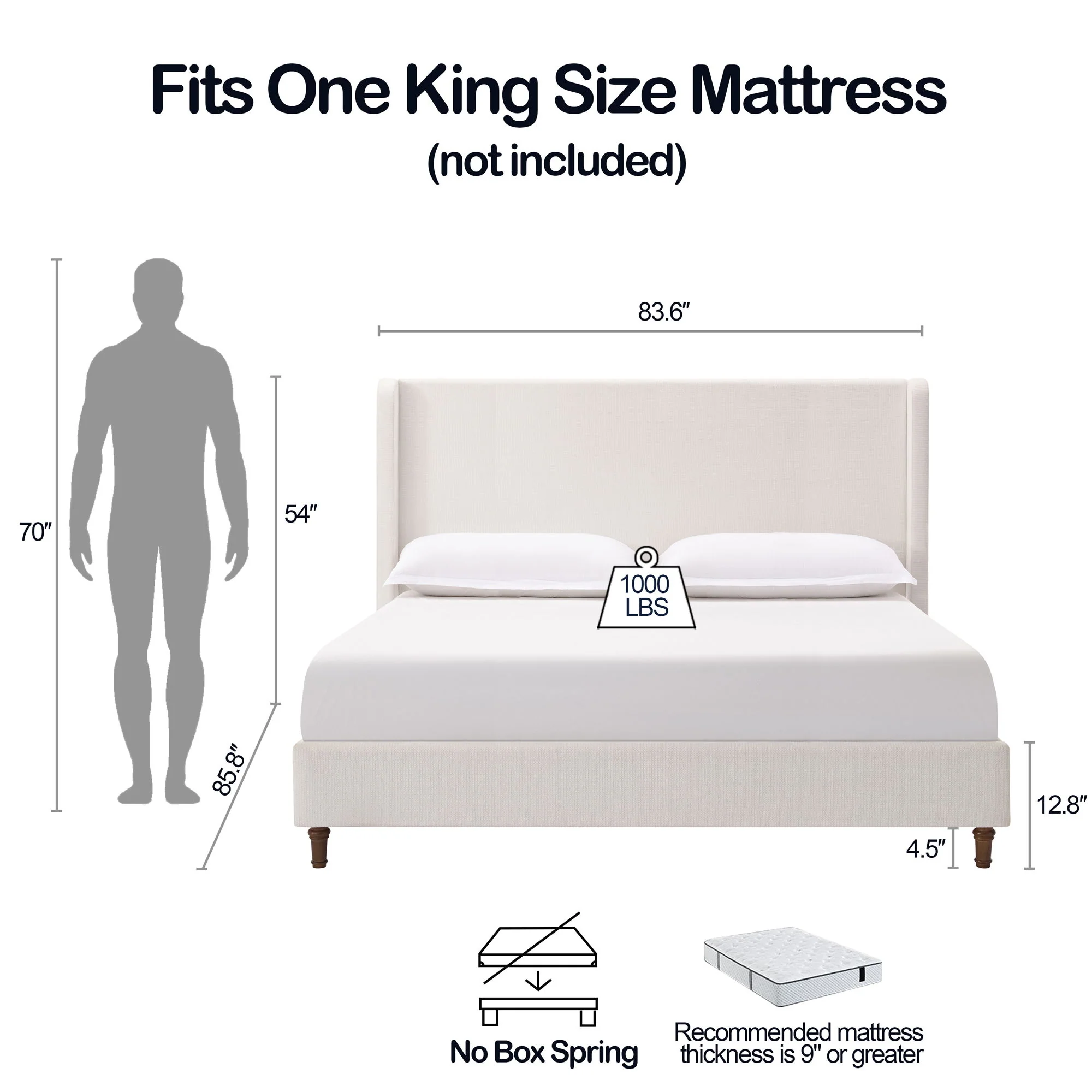 Harper - Tall Headboard Upholstered Bed / High Headboard / Elegant Simplicity / No Box Spring Needed - Image 25