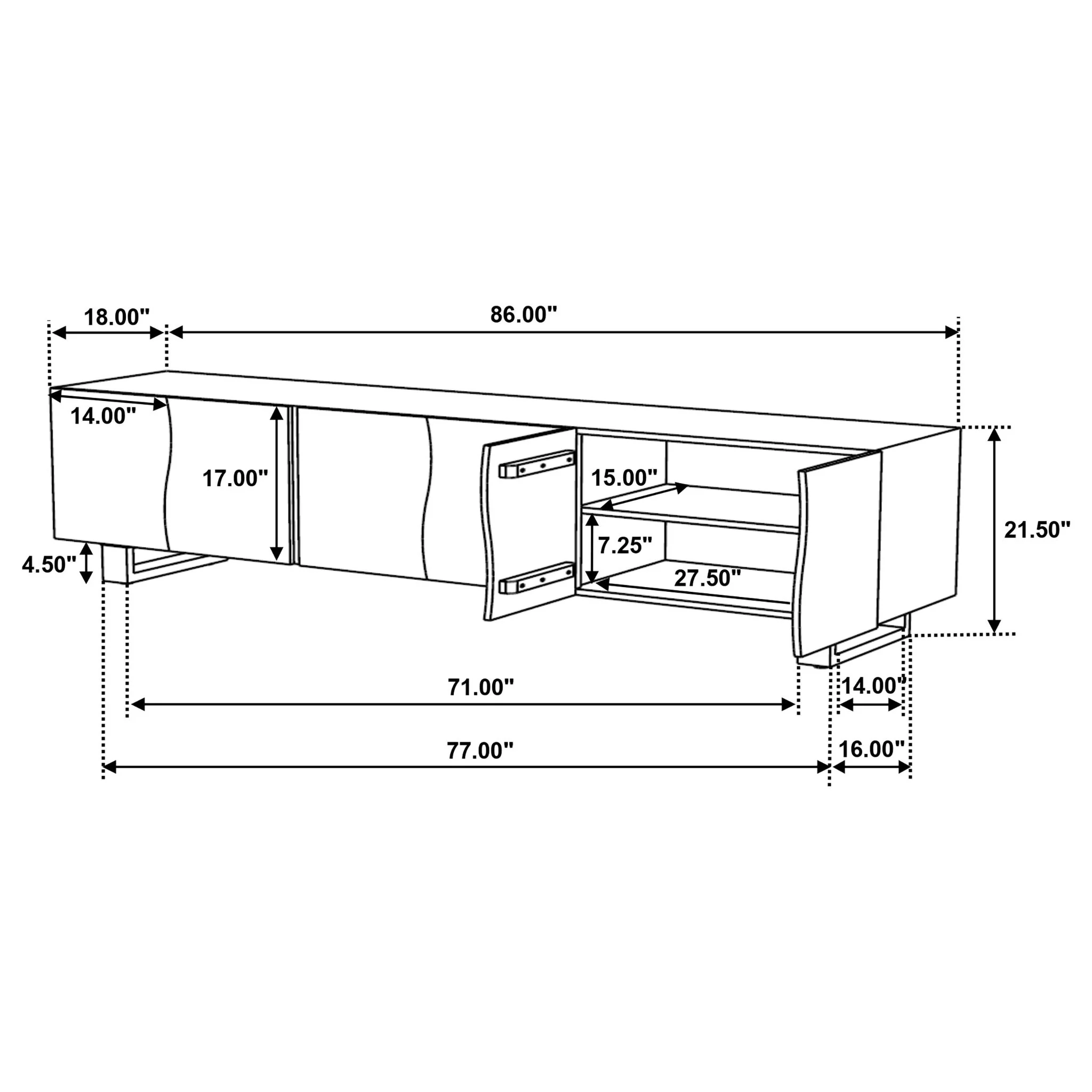 Harper - TV Stand Media Console With Curved Doors - Brown - Image 7
