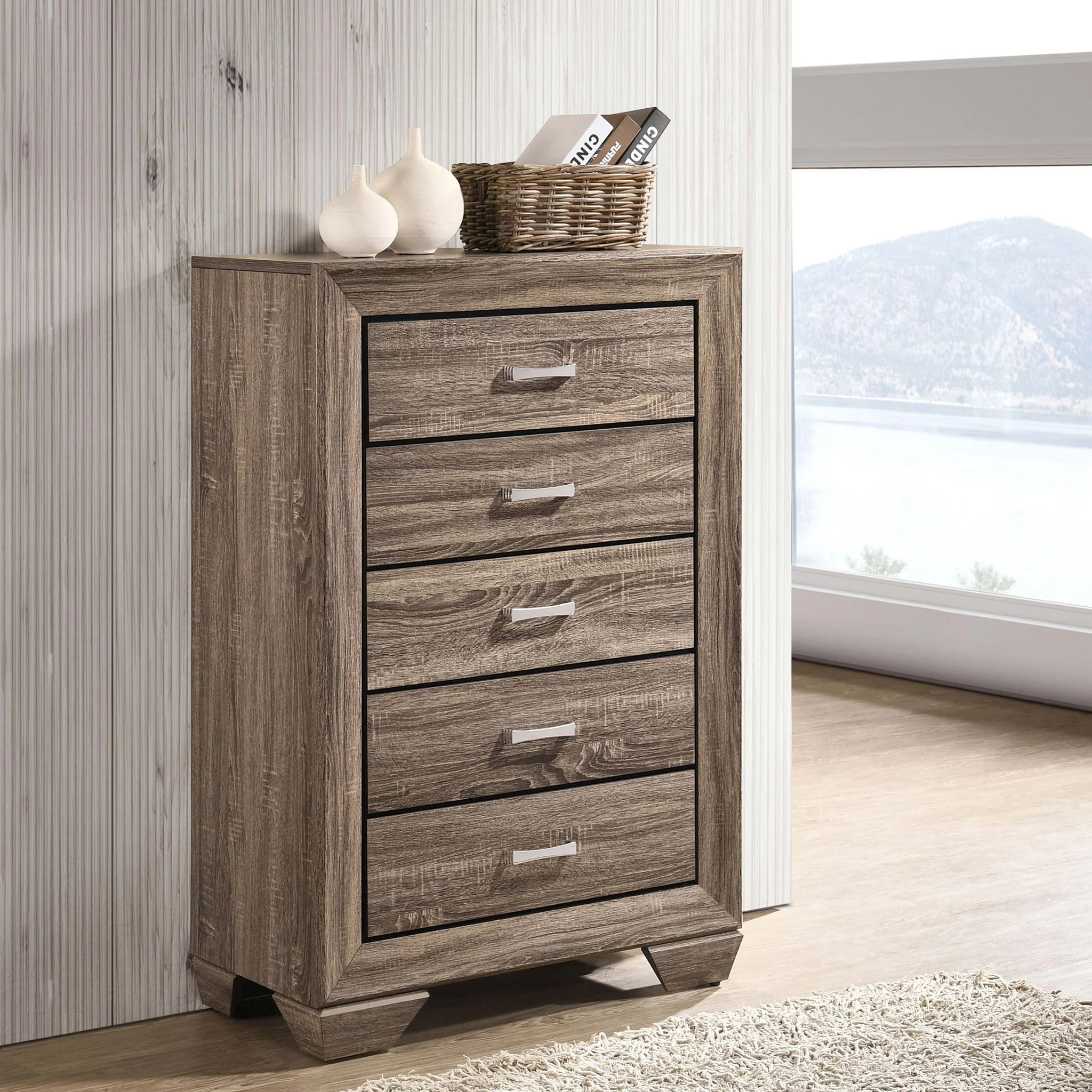 Harrison - 5 Drawer Bedroom Chest - Taupe - Image 3
