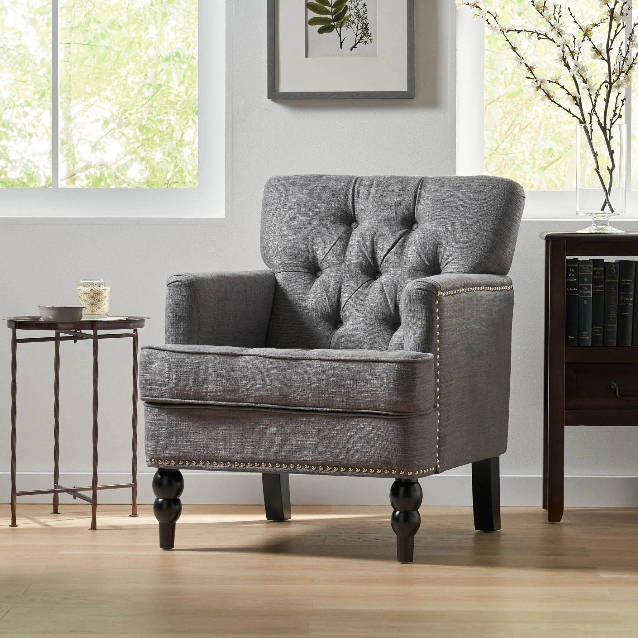 Harrison - Tufted Club Chair With Button Tufted Back And Birch Wood Legs - Image 11