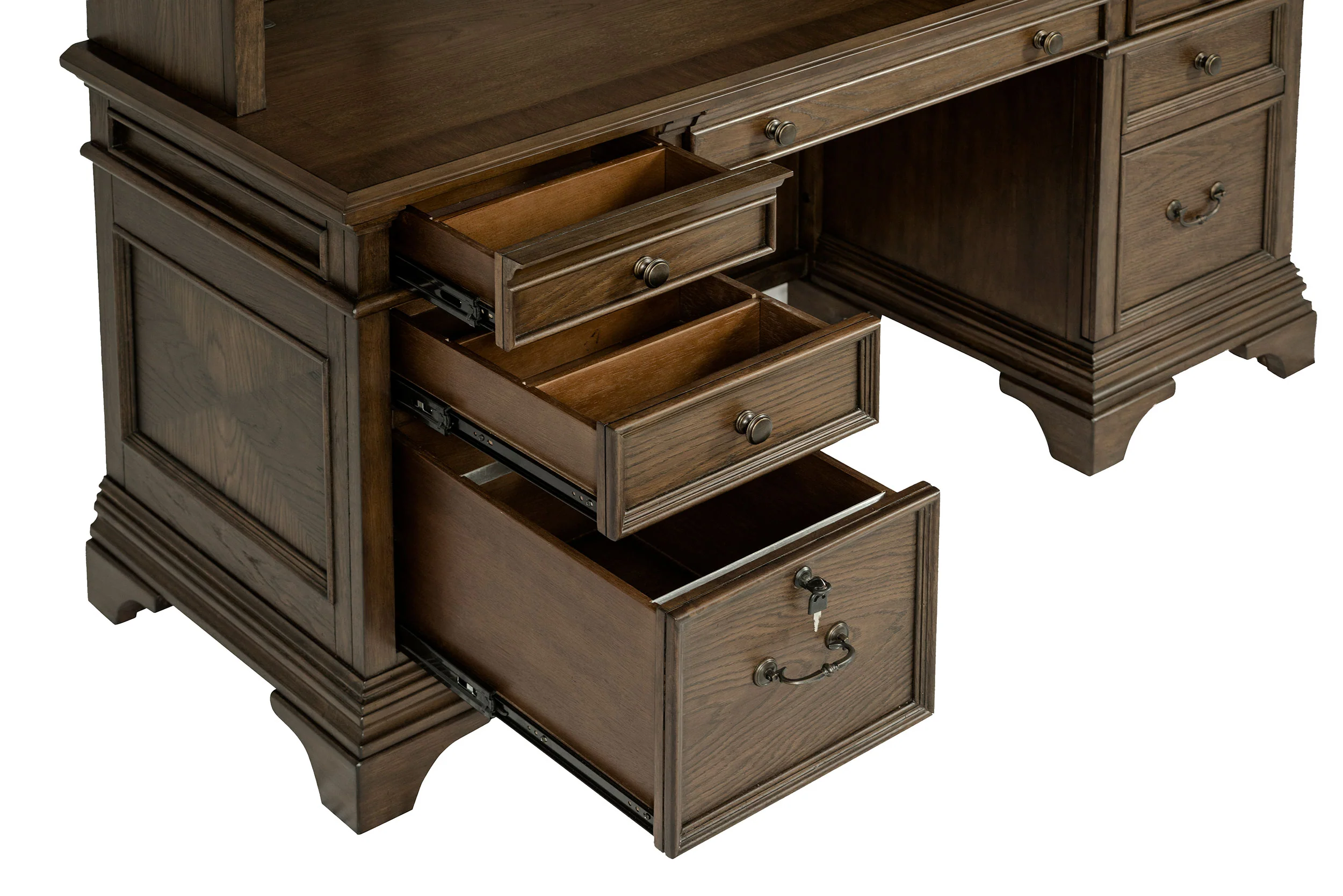 Hartshill 66-inch 5-Drawer Credenza Desk Burnished Oak - Image 15