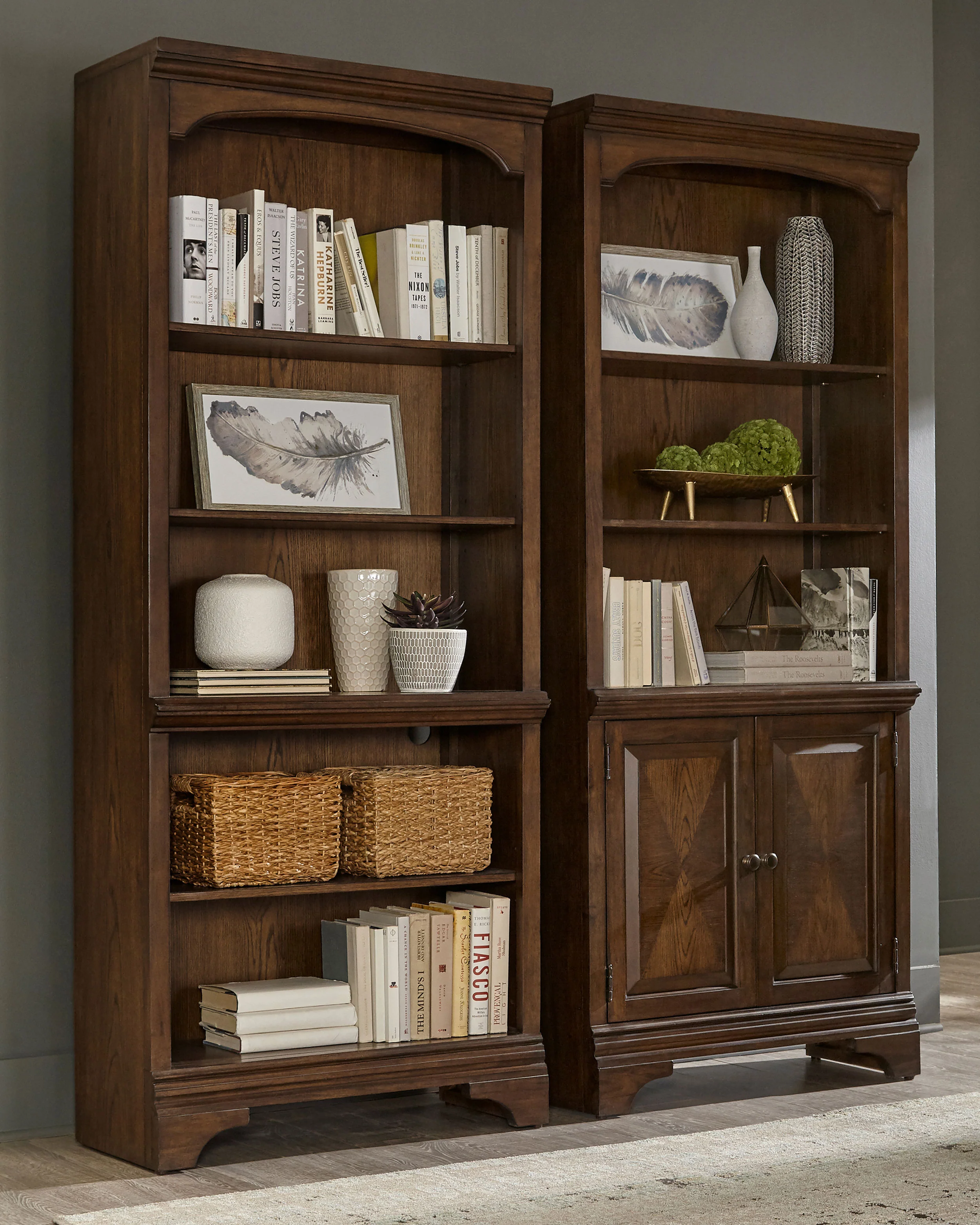 Hartshill 78-Inch 5-Shelf Bookcase in Burnished Oak - Image 10