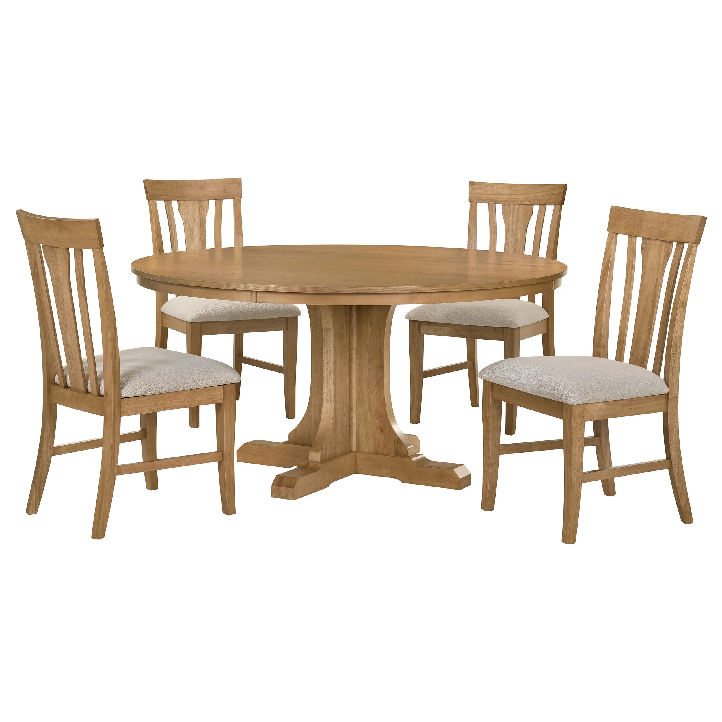 Hartville 5-Piece Round Dining Table Set Natural Light Brown - Image 3