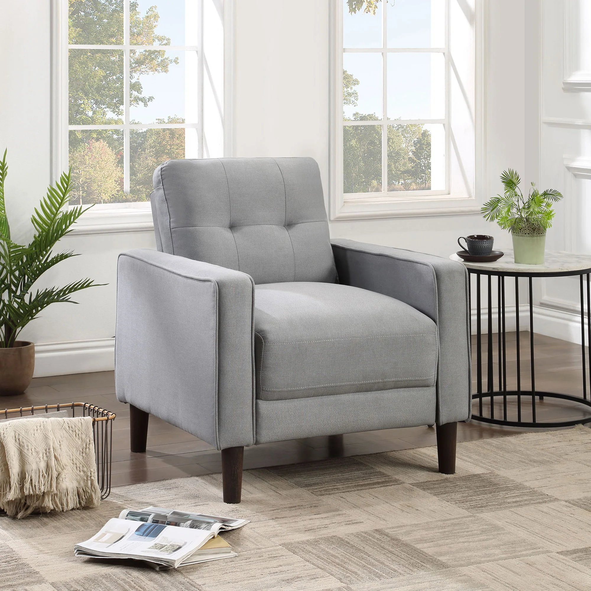 Harvey - Upholstered Tufted Accent Chair - Gray - Image 6
