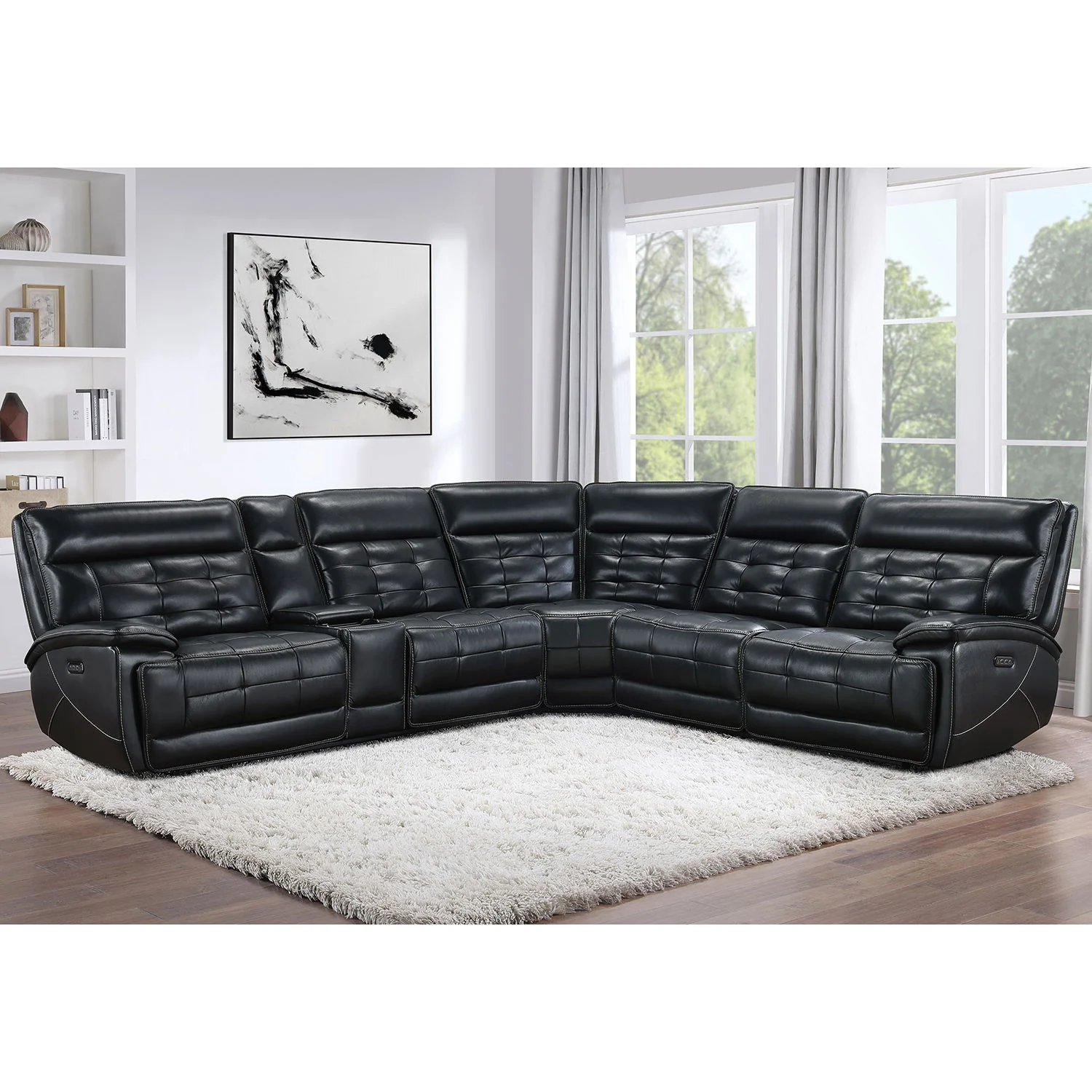 Hayden - Dual Power Reclining Sectional Sofa - Black - Image 7