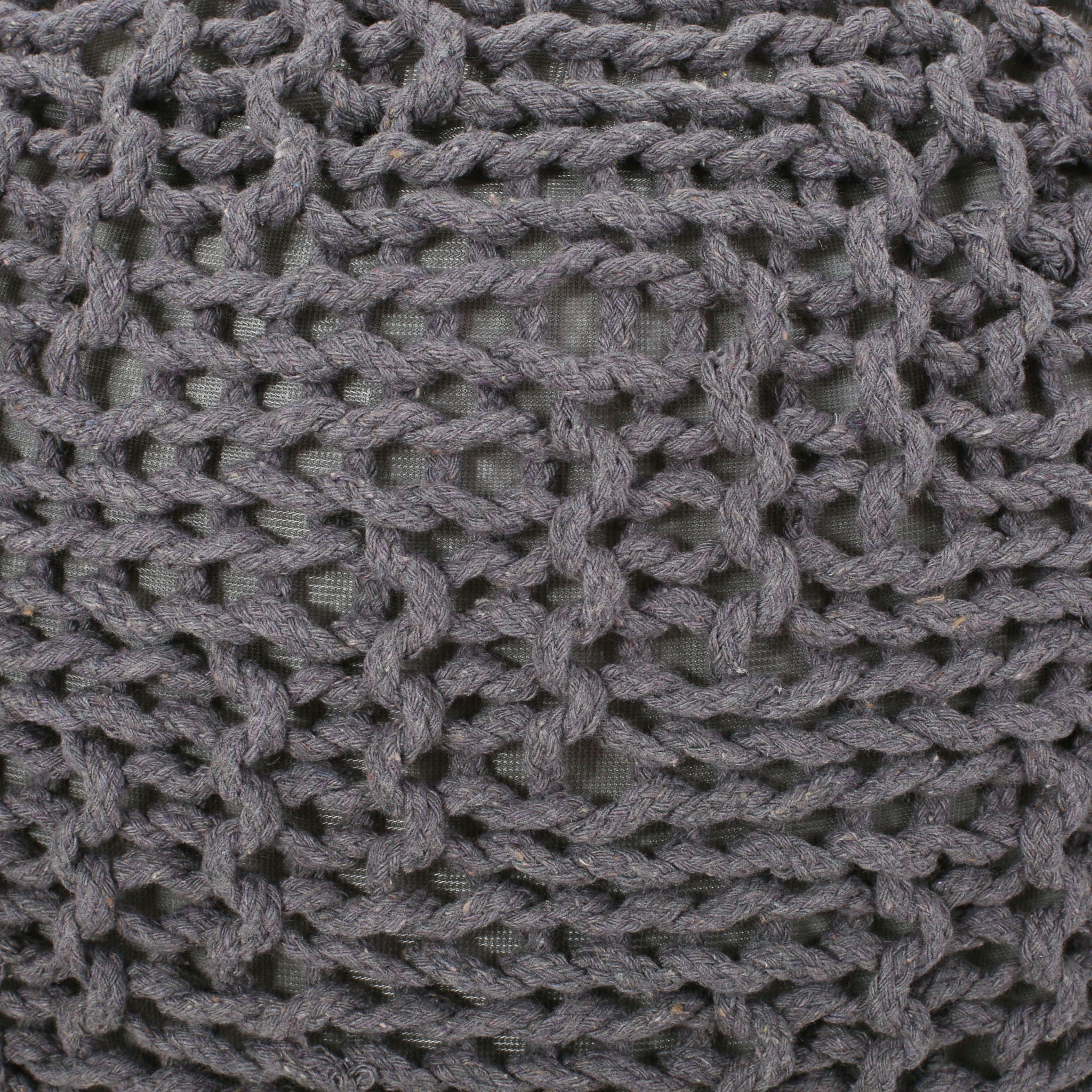 Hazel - Modern Knitted Cotton Yarn Round Pouf With Eco Friendly Pet Fibers - Dark Gray - Image 8