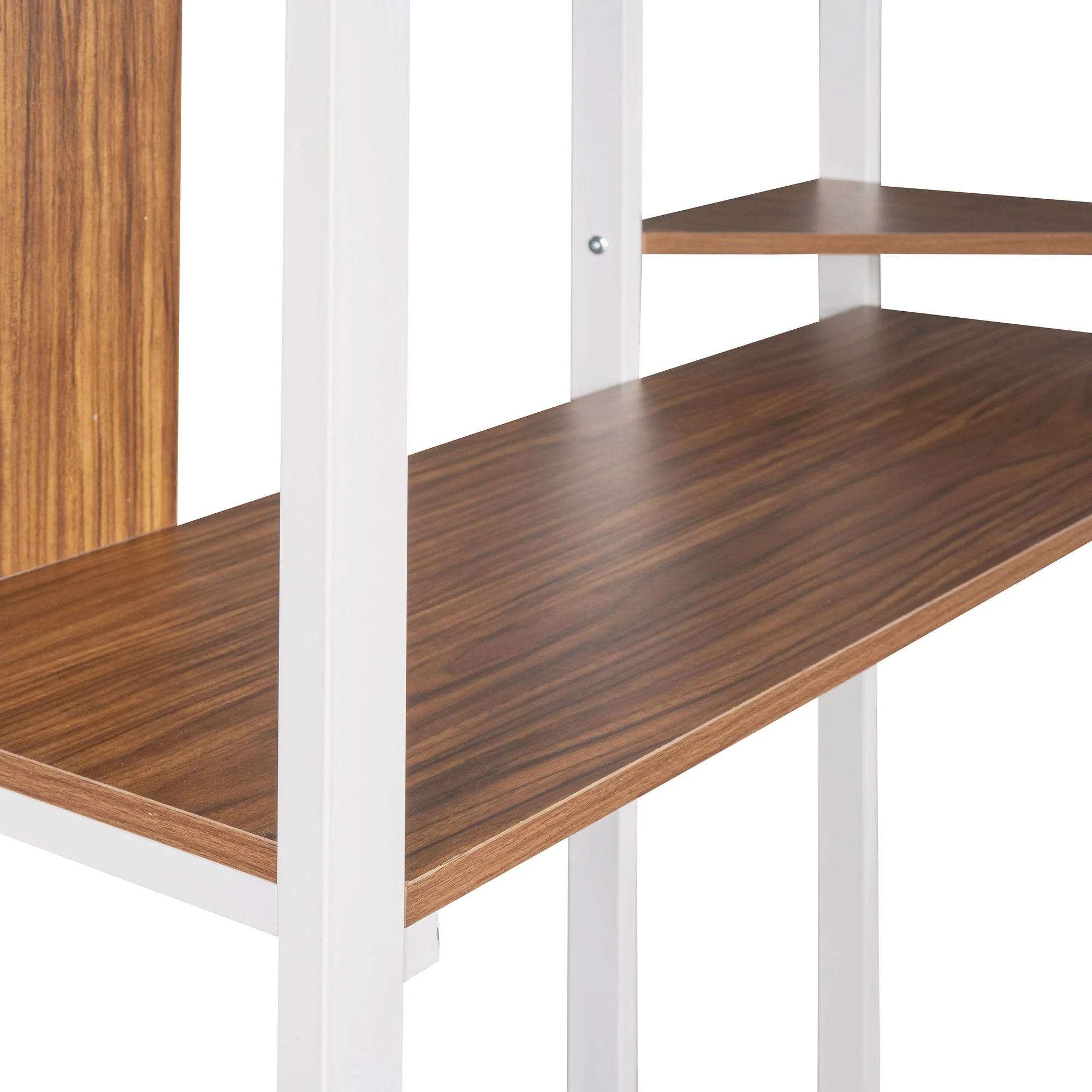 Hearth & Haven - Twin Metal Loft Bed With 2 Shelves And One Desk - White - Image 3