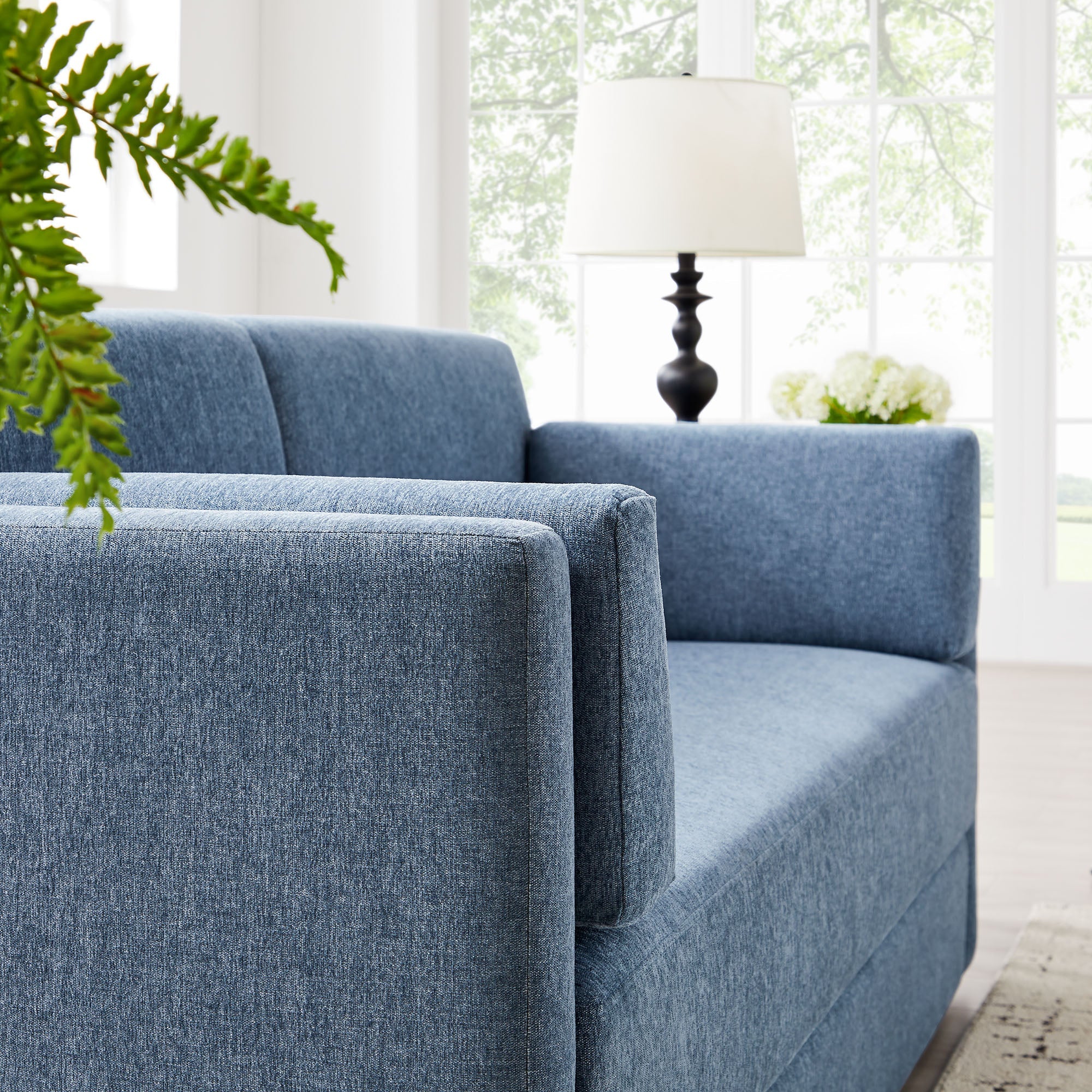 Heathered Chenille 73" Sofa with Removable Cushion Covers - Image 4