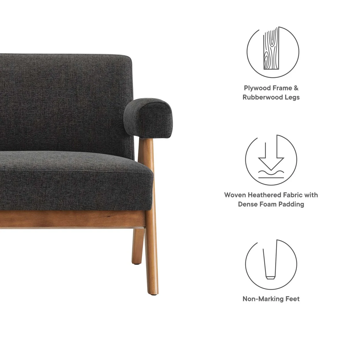 Heathered Fabric Upholstered Loveseat 59 Inch - Image 8