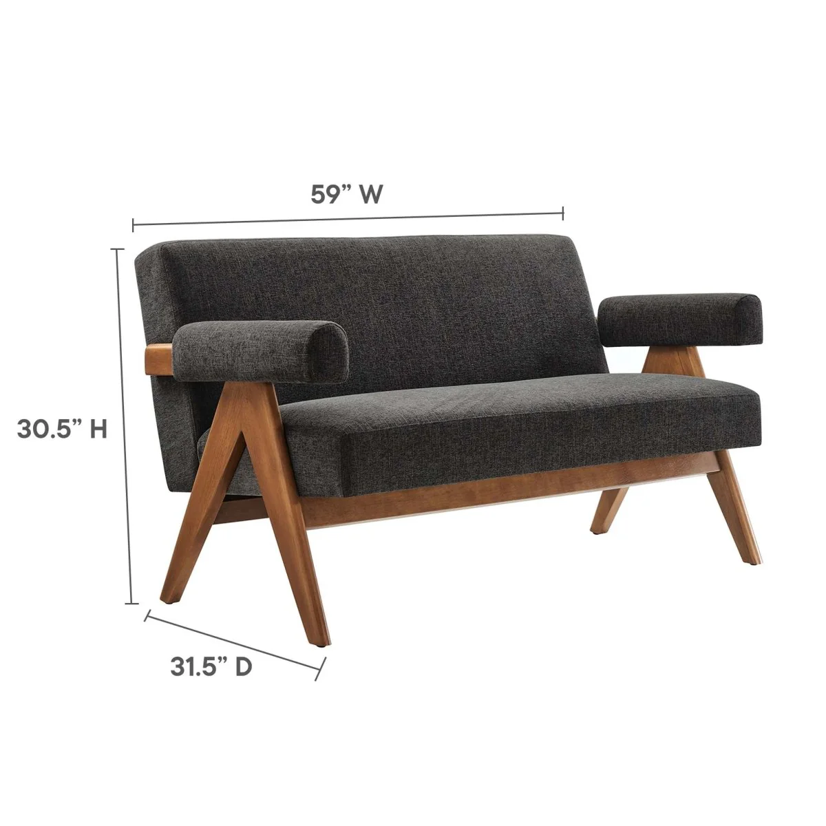 Heathered Fabric Upholstered Loveseat 59 Inch - Image 9