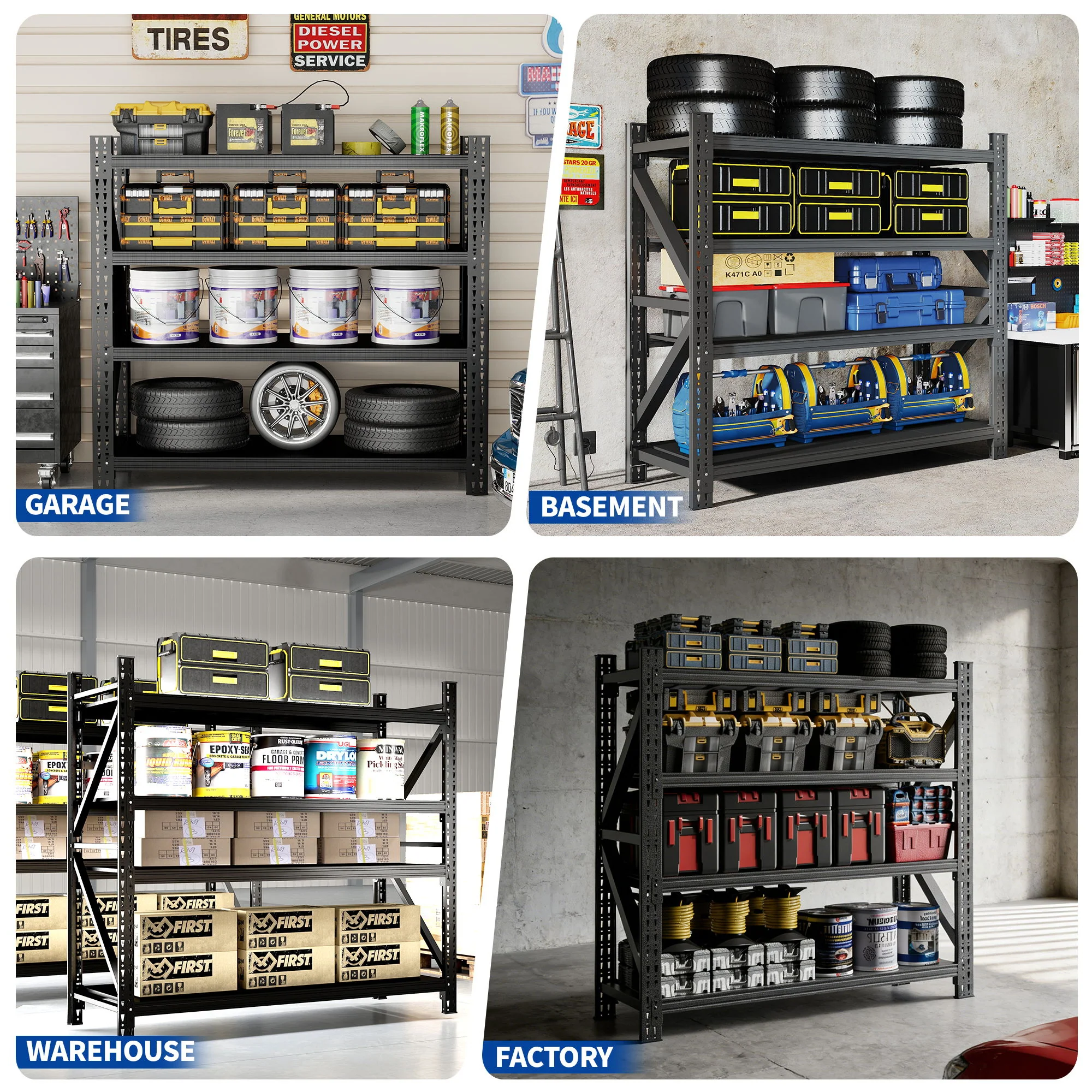 Heavy Duty 4 Shelf Garage Shelving Unit - Image 6