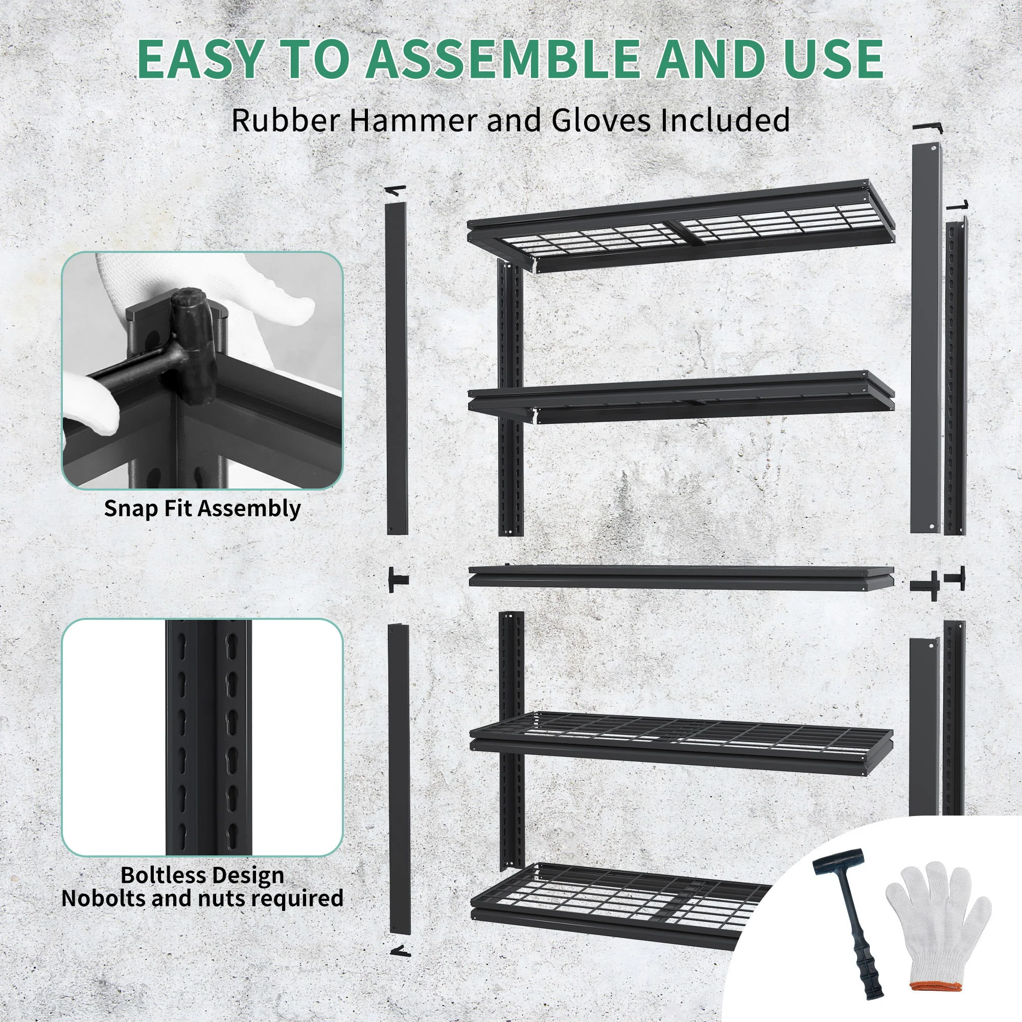Heavy Duty 5 Tier Adjustable Metal Mesh Storage Rack With 2000 Lbs Capacity - Brushed Nickel - Image 7
