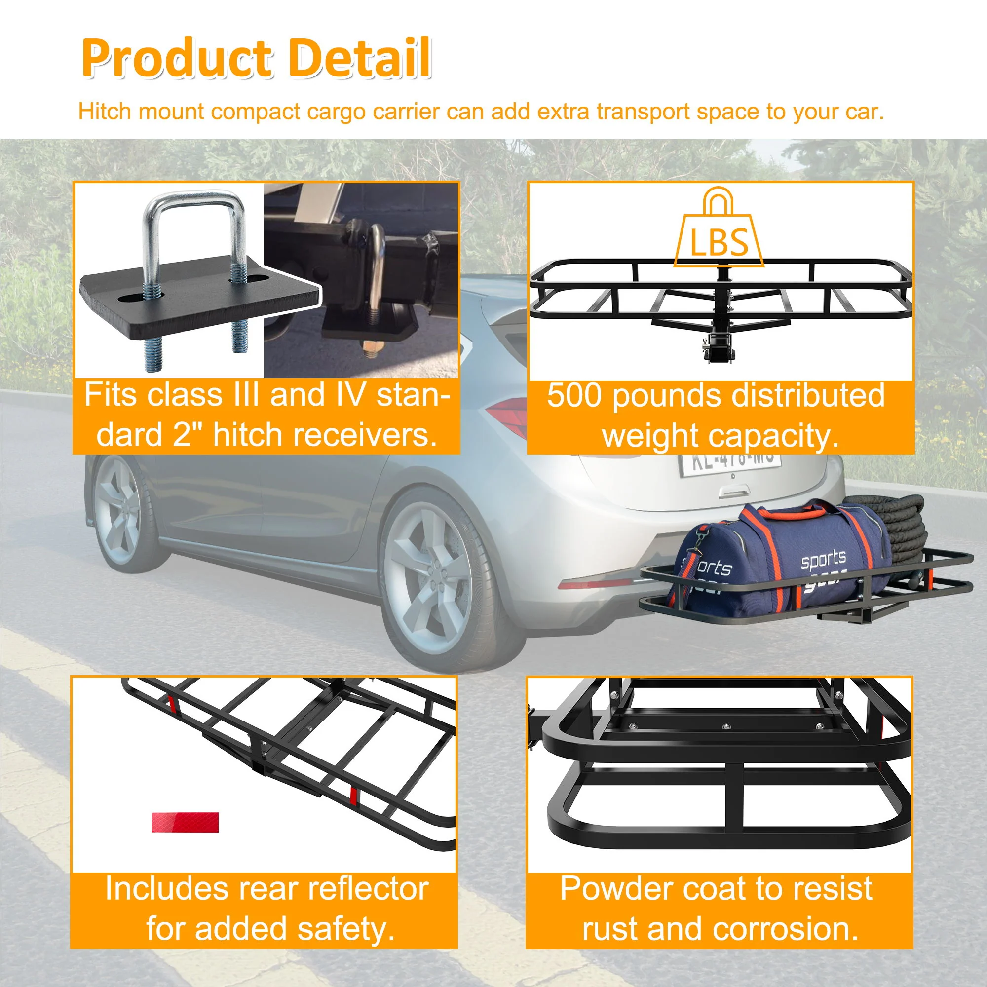 Heavy Duty Alloy Steel Cargo Basket With 500 Lbs Load Capacity In For Cars, Suvs, Trucks, And Trailers - Black - Image 3