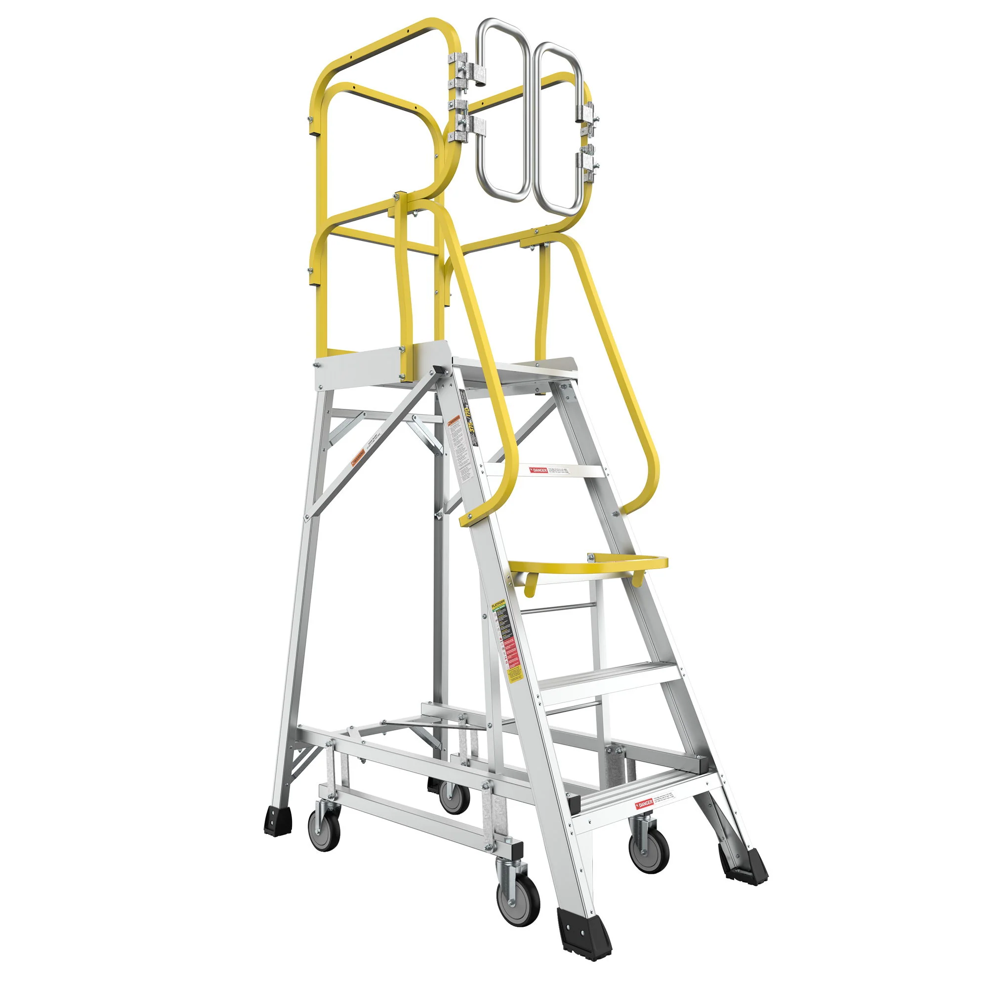 Heavy Duty Aluminum Rolling Platform Ladder With Steps, 375Lbs Capacity - Image 7