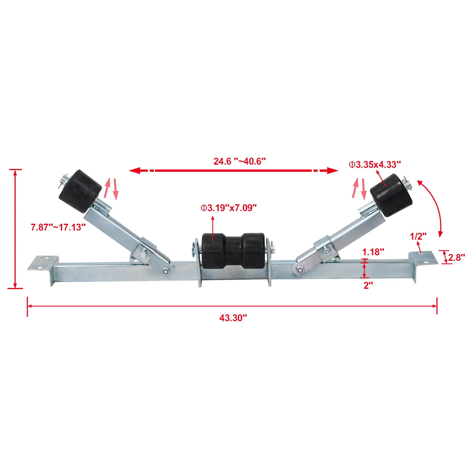 Heavy Duty Boat Trailer Support Bracket With Keel Rollers - Image 8