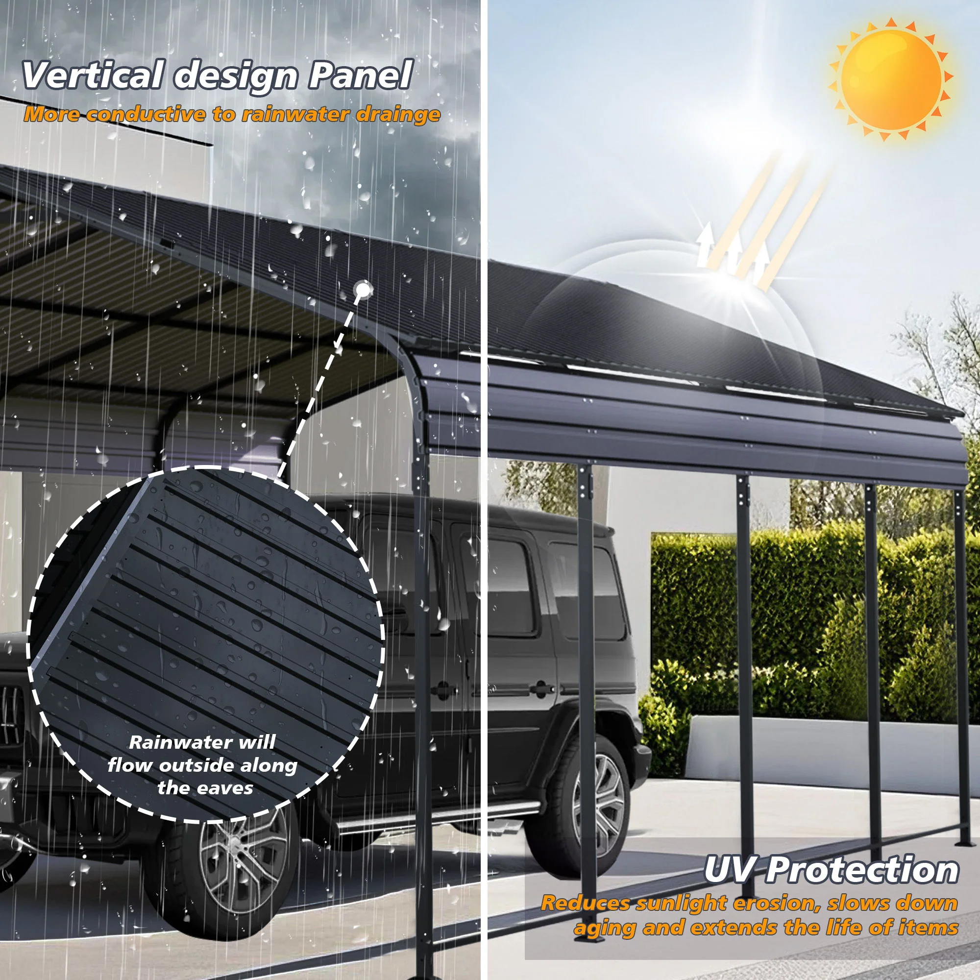 Heavy Duty Carport With Galvanized Roof And Enhanced Base - Anthracite - Image 4
