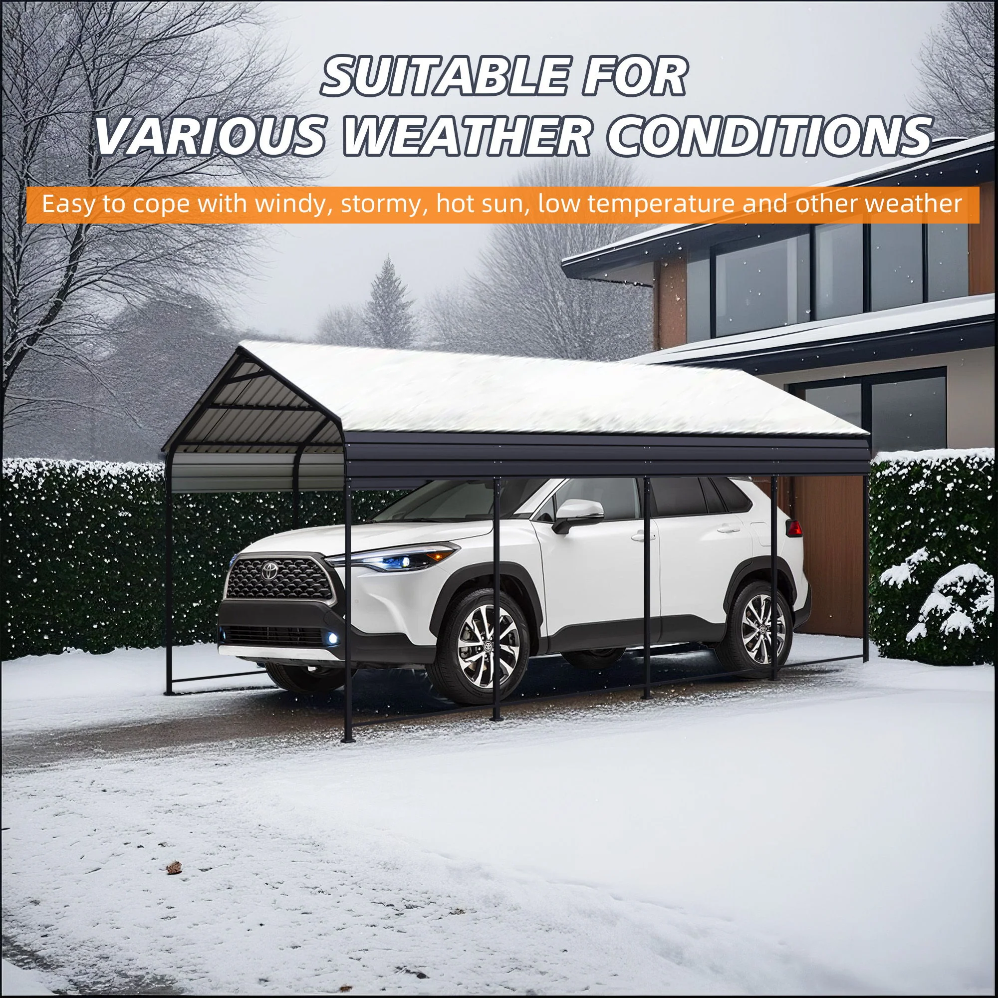 Heavy Duty Carport With Galvanized Roof And Enhanced Base - Anthracite - Image 7