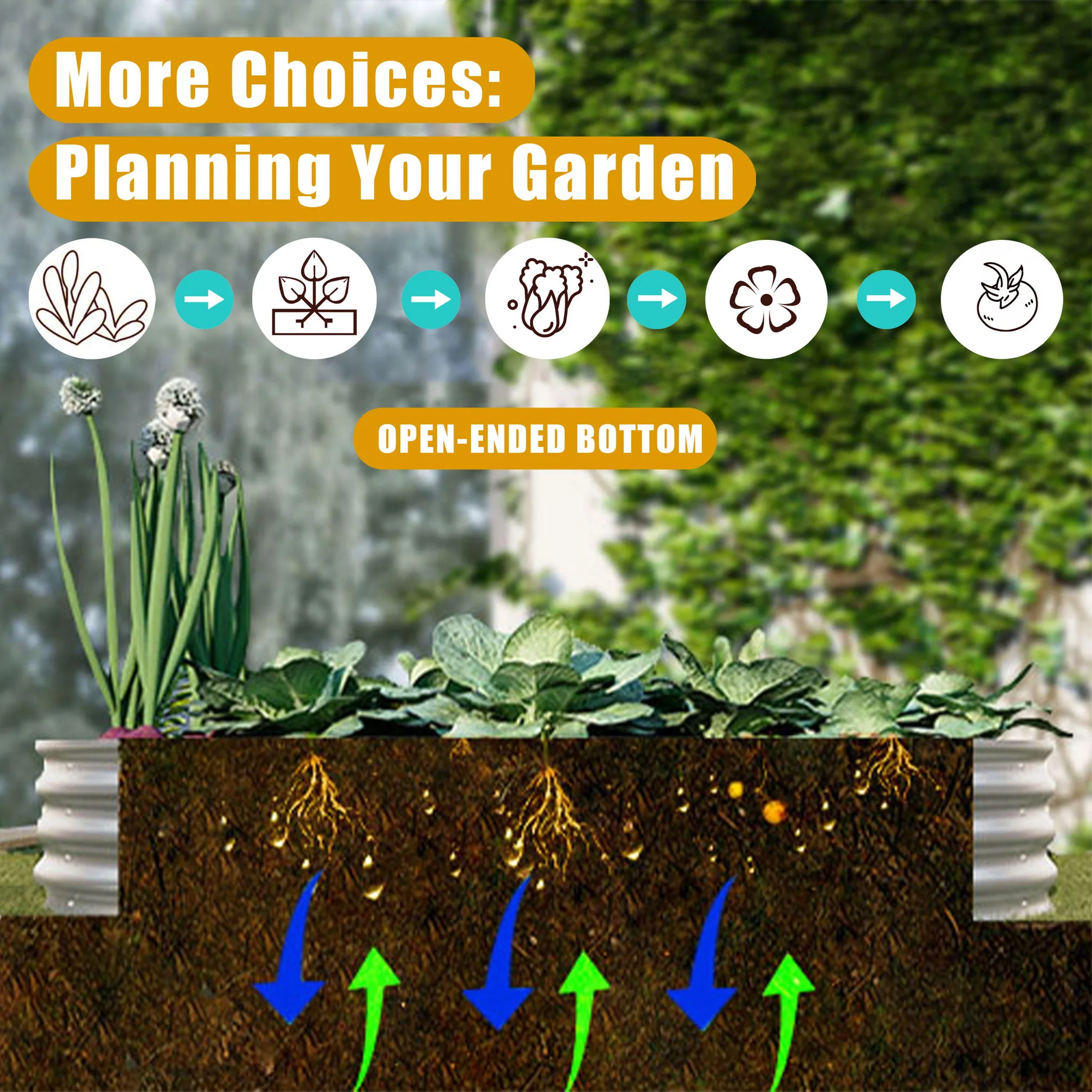 Heavy Duty Galvanized Raised Garden Bed Kit For Vegetables, Flowers & Herbs - Image 19