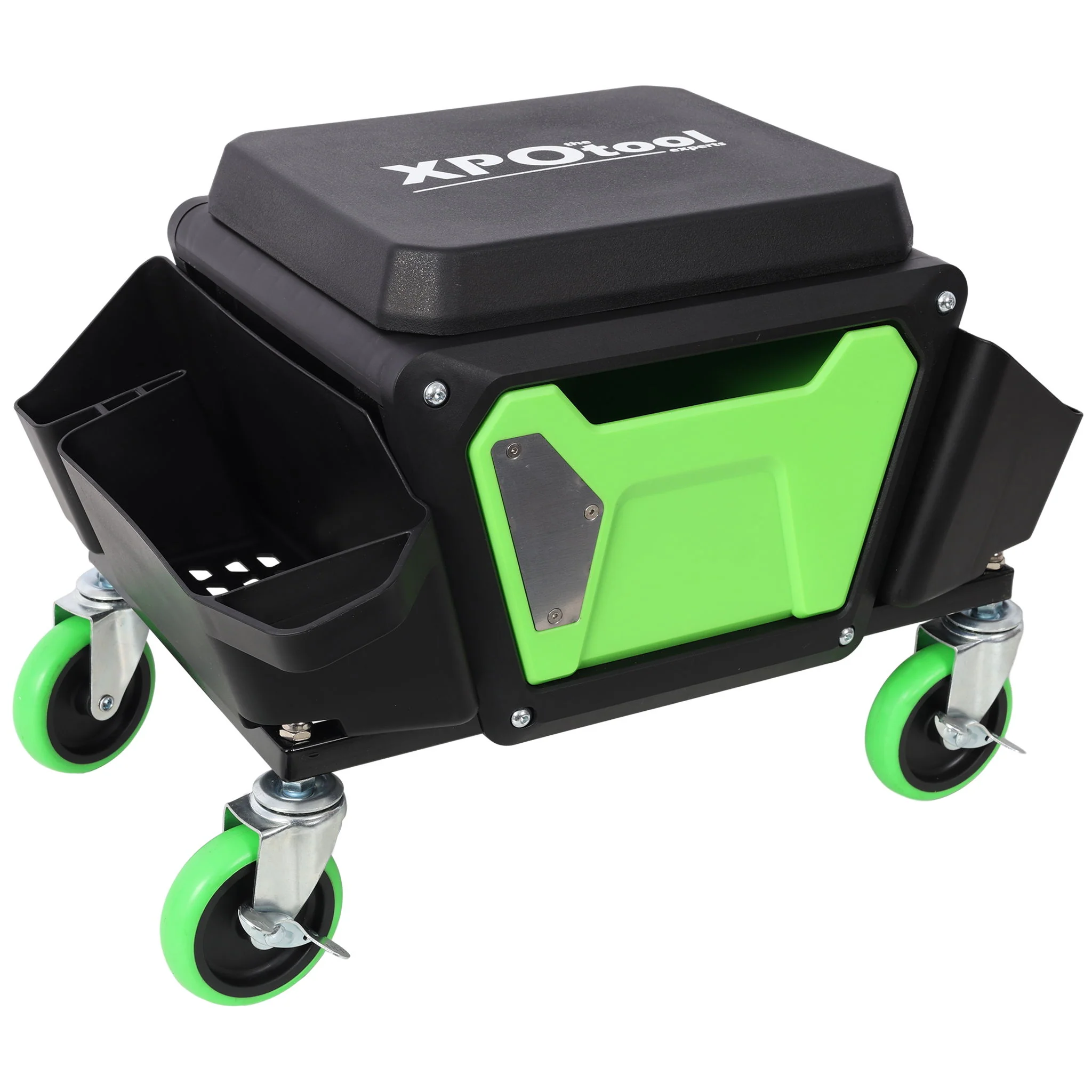 Heavy Duty Mechanic Stool With Wheels And Soft Rubber Cushion And 330Lbs Capacity - Green - Image 2
