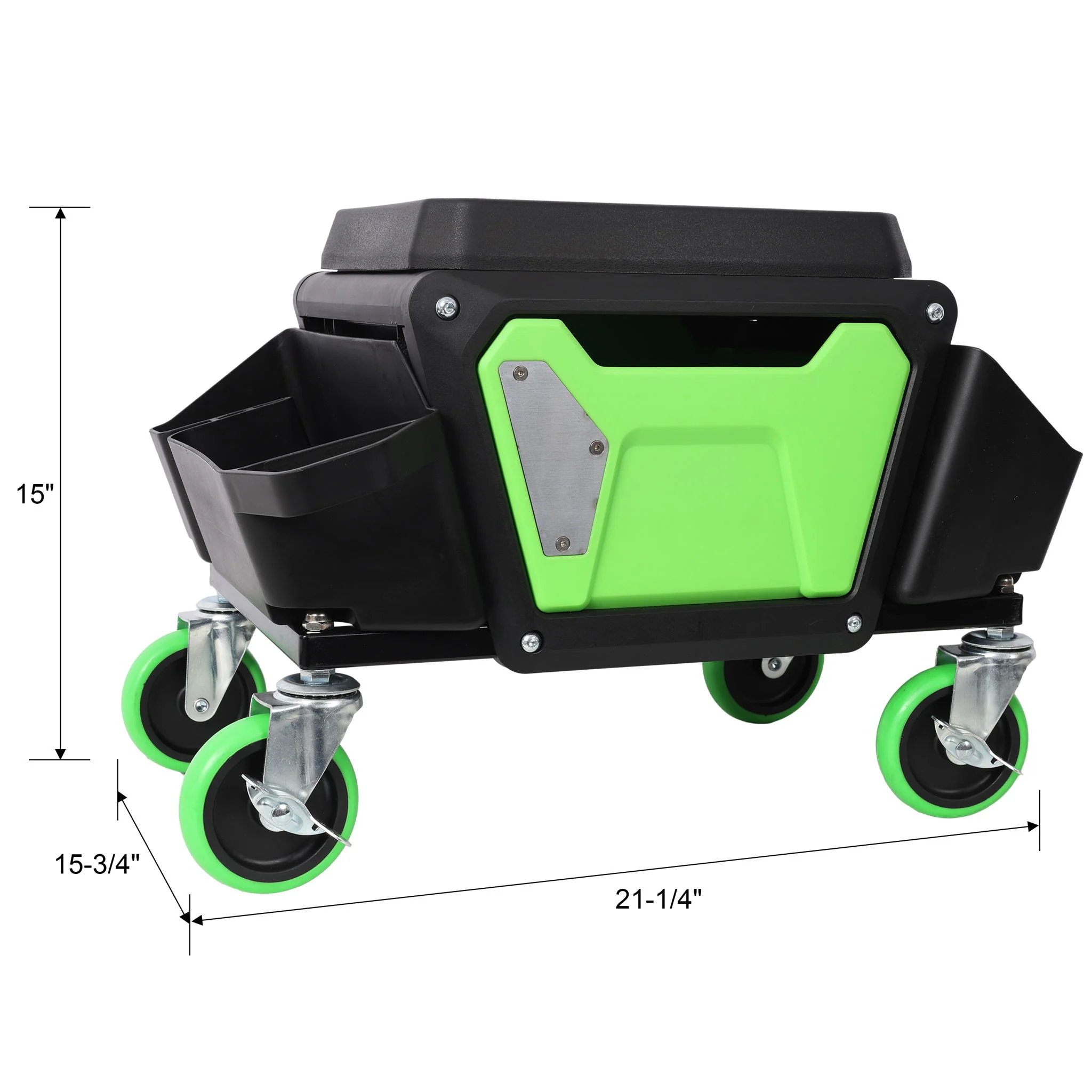 Heavy Duty Mechanic Stool With Wheels And Soft Rubber Cushion And 330Lbs Capacity - Green - Image 5