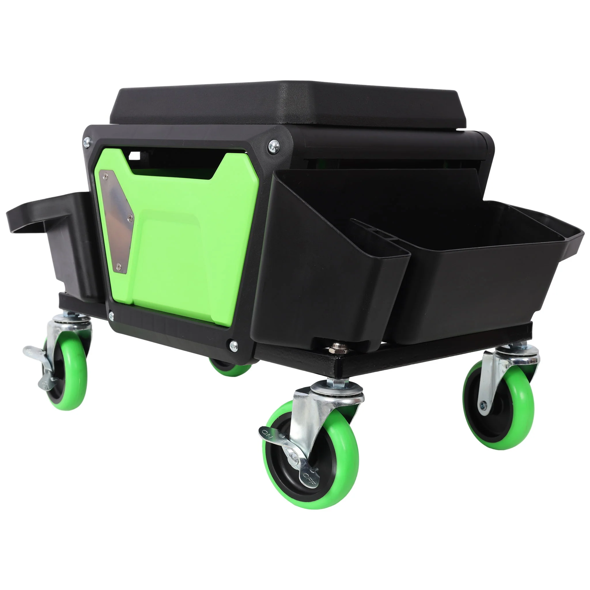 Heavy Duty Mechanic Stool With Wheels And Soft Rubber Cushion And 330Lbs Capacity - Green - Image 7