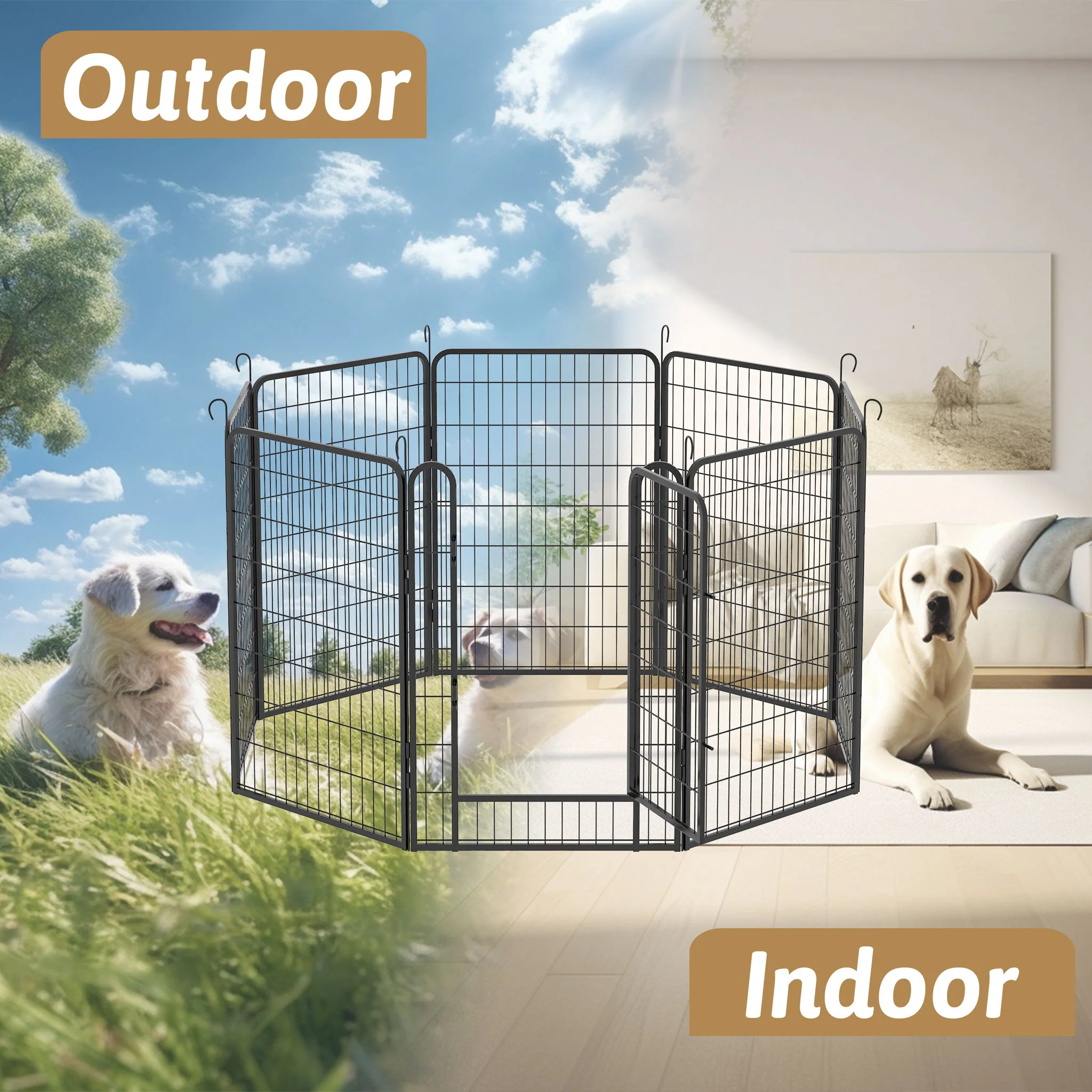 Heavy Duty Metal Playpen With Door, Dog Fence Pet Exercise Pen - Image 13