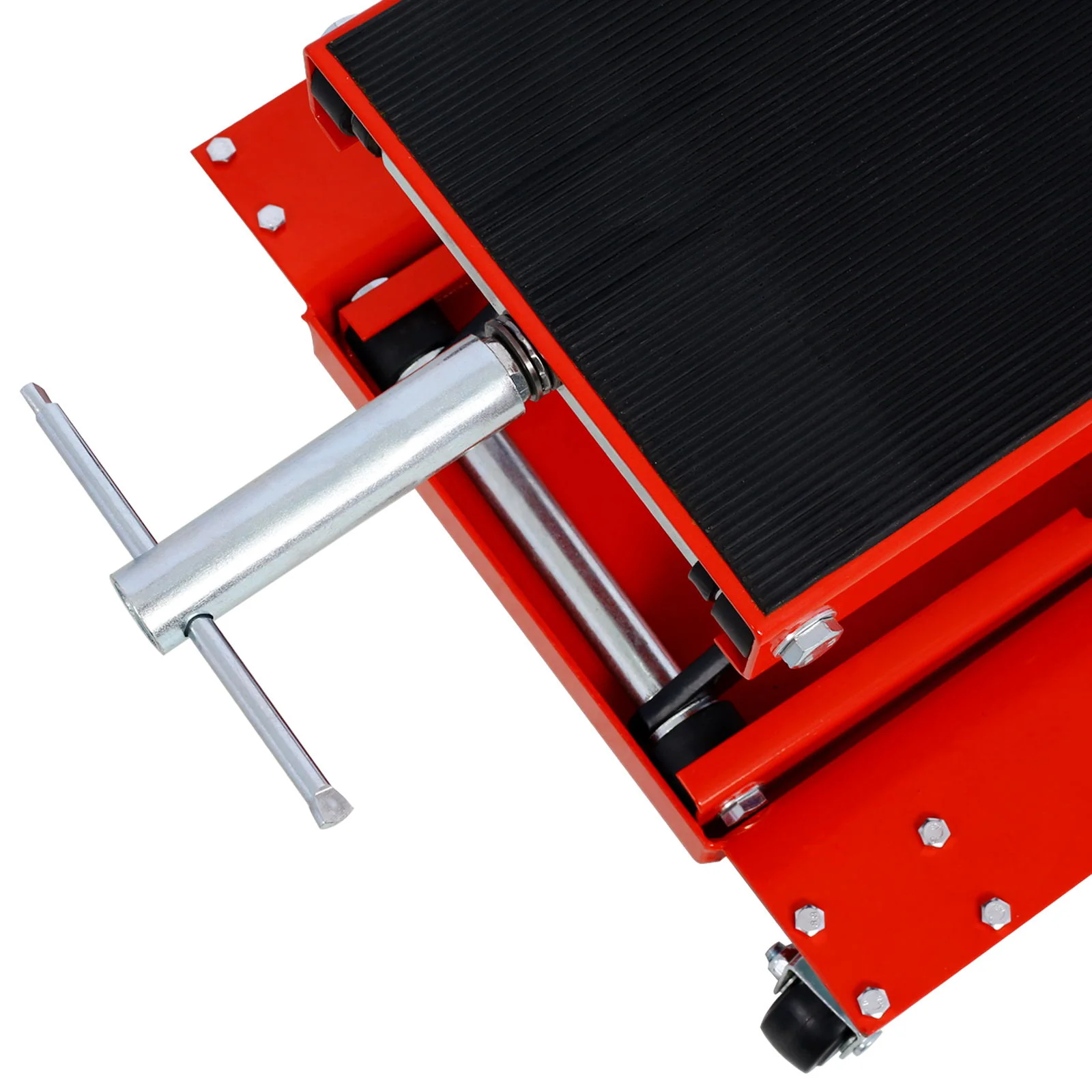 Heavy Duty Motorcycle Lift Jack With Dolly Tray And Wide Deck - Red - Image 2