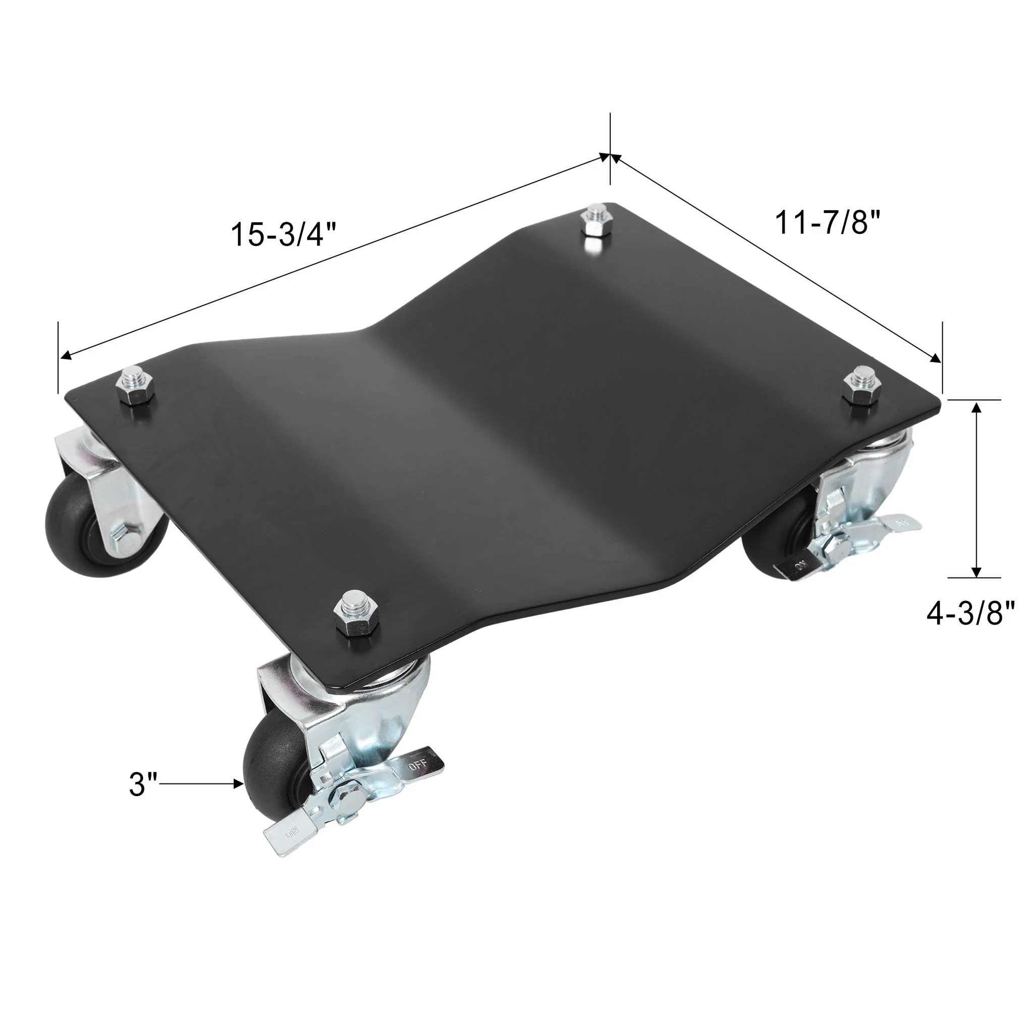 Heavy Duty Steel Vehicle Dollies With Brakes, 2500Lbs Capacity - Image 7