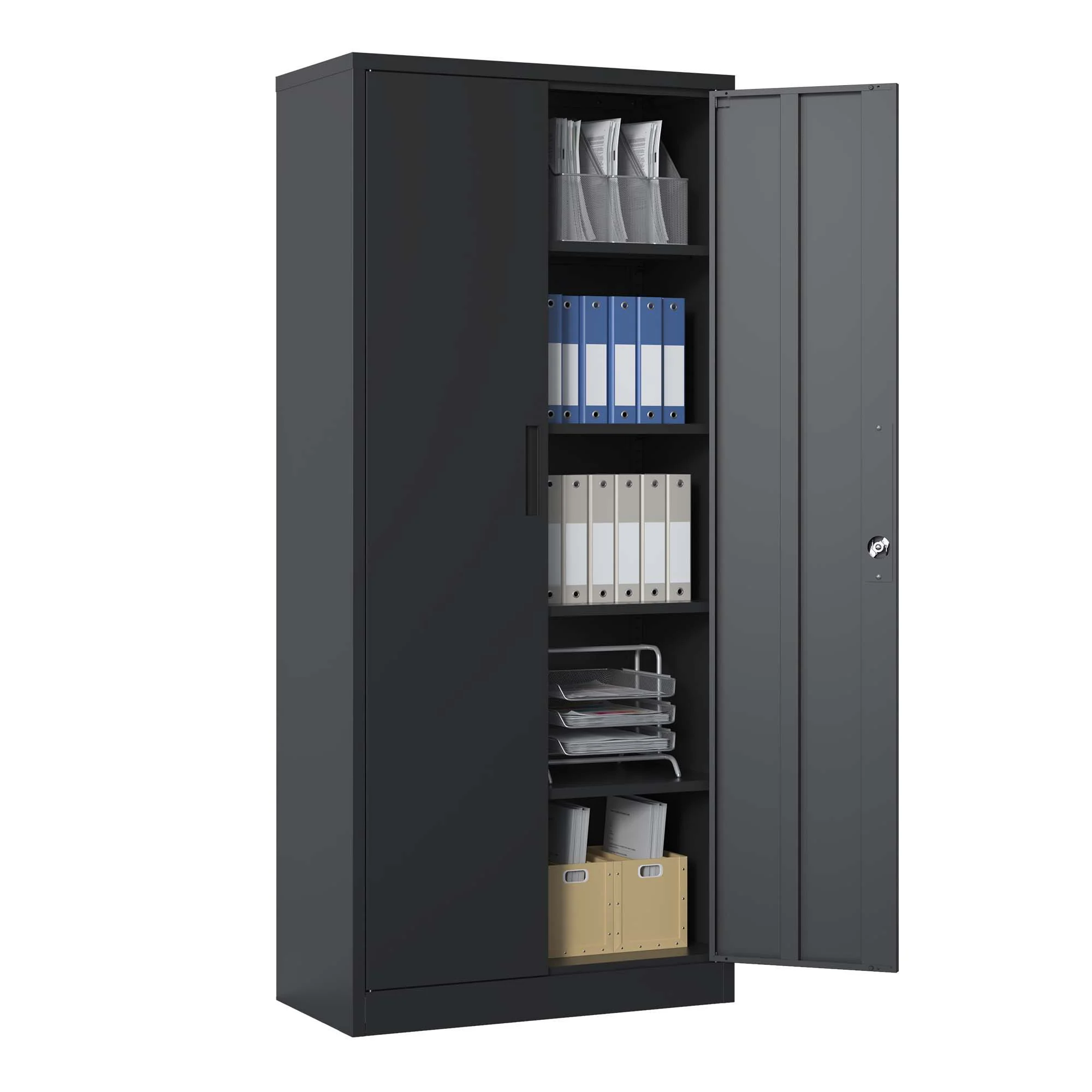 Heavy Metal Garage Storage Cabinet With Locking Doors, Steel, Adjustable Shelves - Image 6