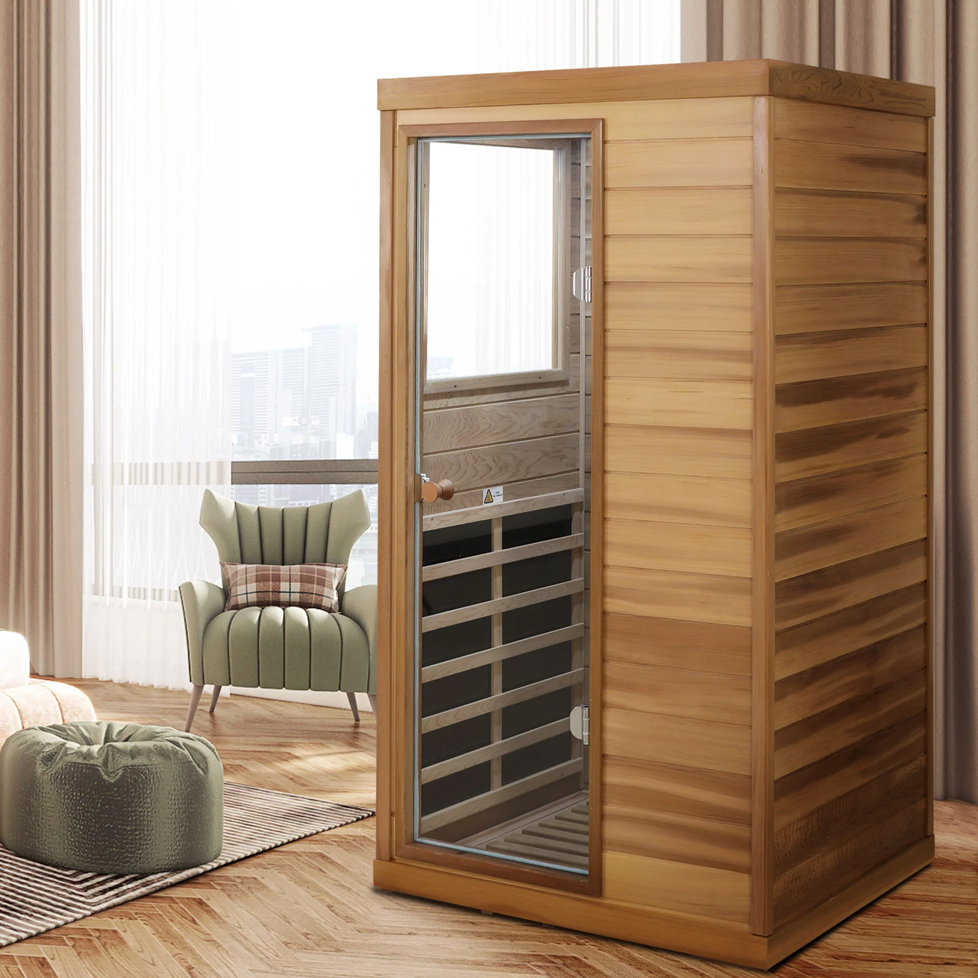 Hemlock Mini 1 Person Far Infrared Door Indoor Sauna Room - Image 13