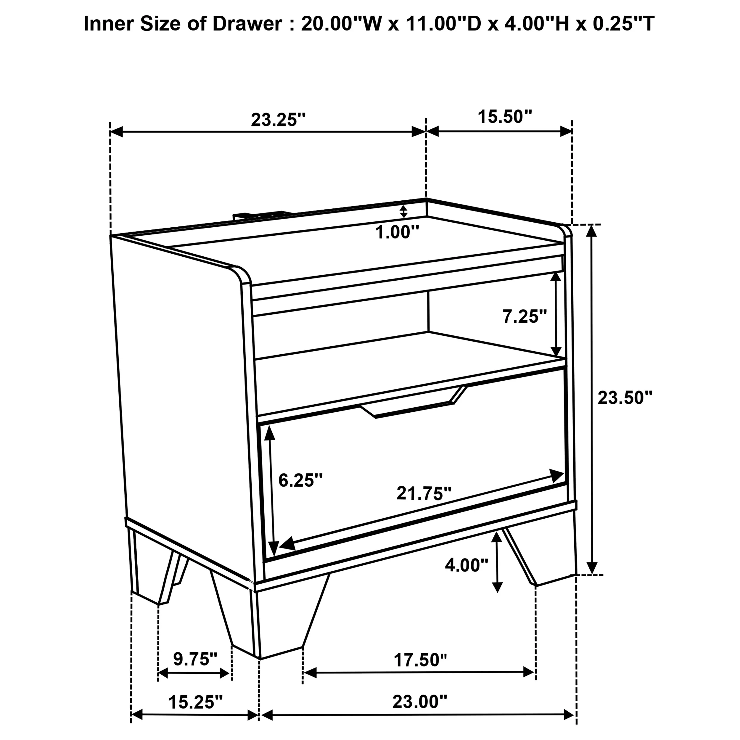 Henderson 1-Drawer LED Nightstand, Medium Oak - Image 12