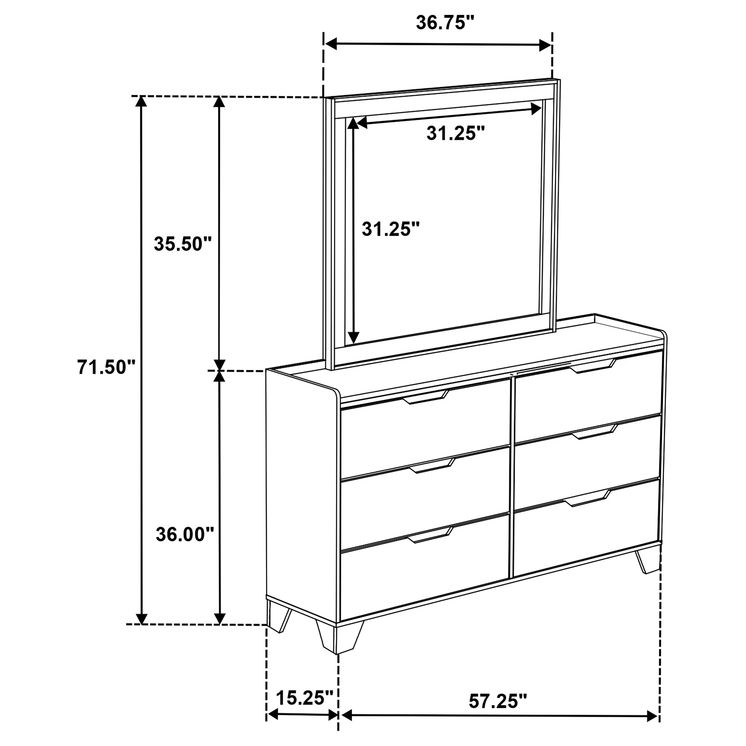 Henderson 6-Drawer Dresser with Mirror, Medium Oak - Image 11