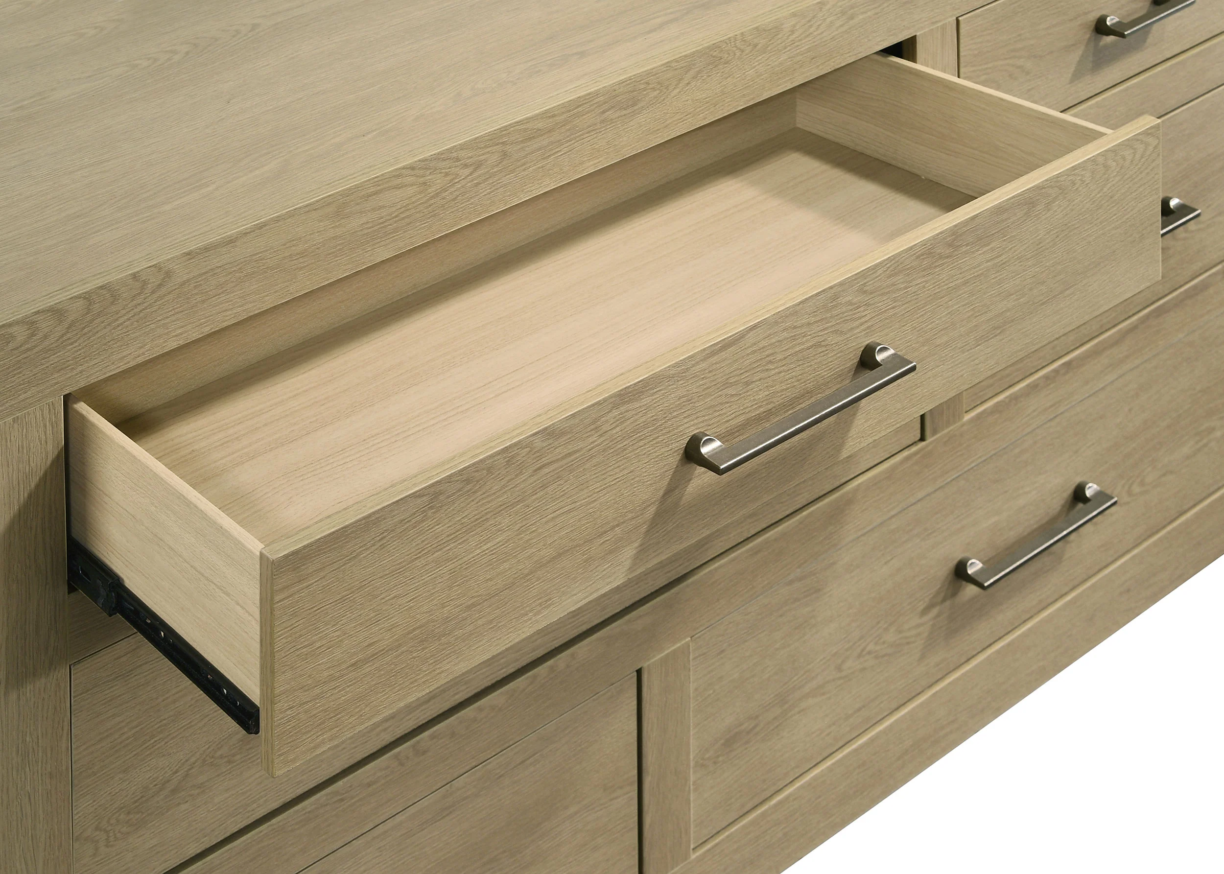 Hendricks 6-Drawer Bedroom Dresser Storage Cabinet Light Oak - Image 9