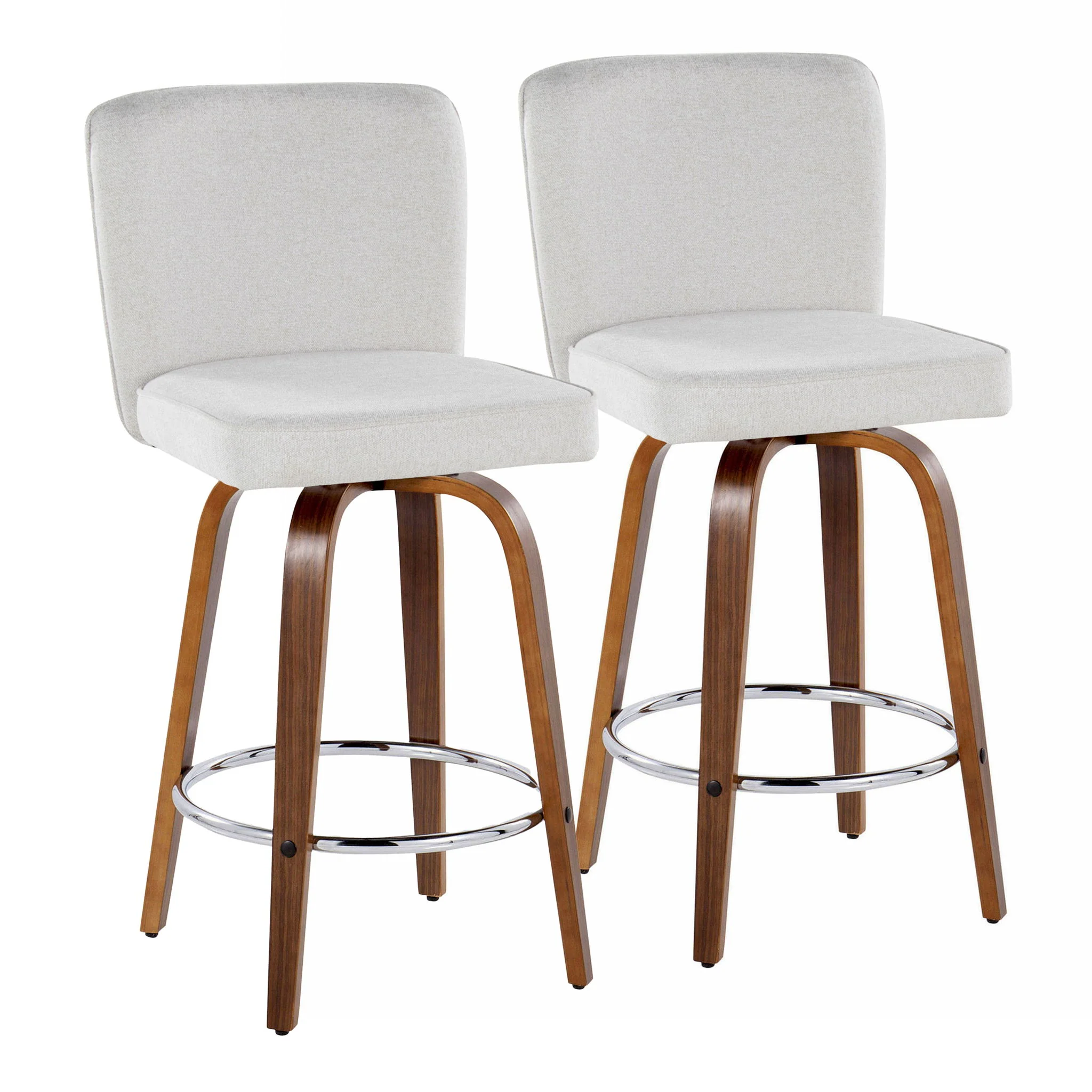 Henry - Contemporary Fixed Height Counter Stool With Swivel With Round Footrest (Set of 2) - Image 2