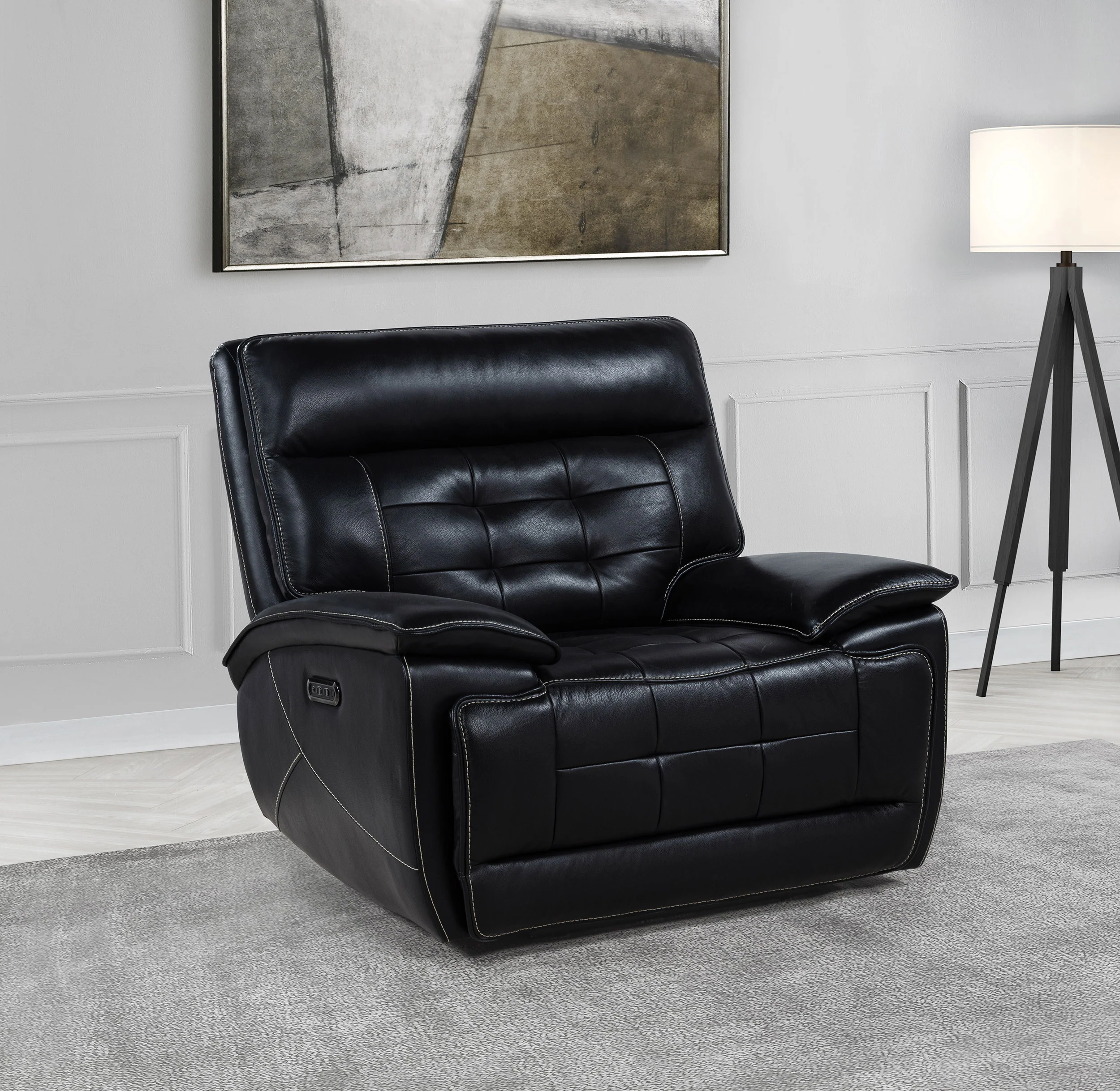 Hewitt Leather Upholstered Dual Power Recliner Chair - Image 5