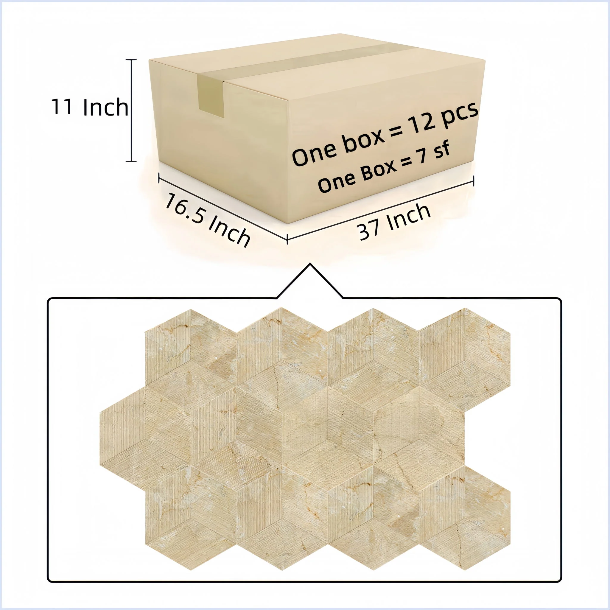 Hexagon Natural Marble Polished Tile For Wall And Floor (Set of 12) - Image 16