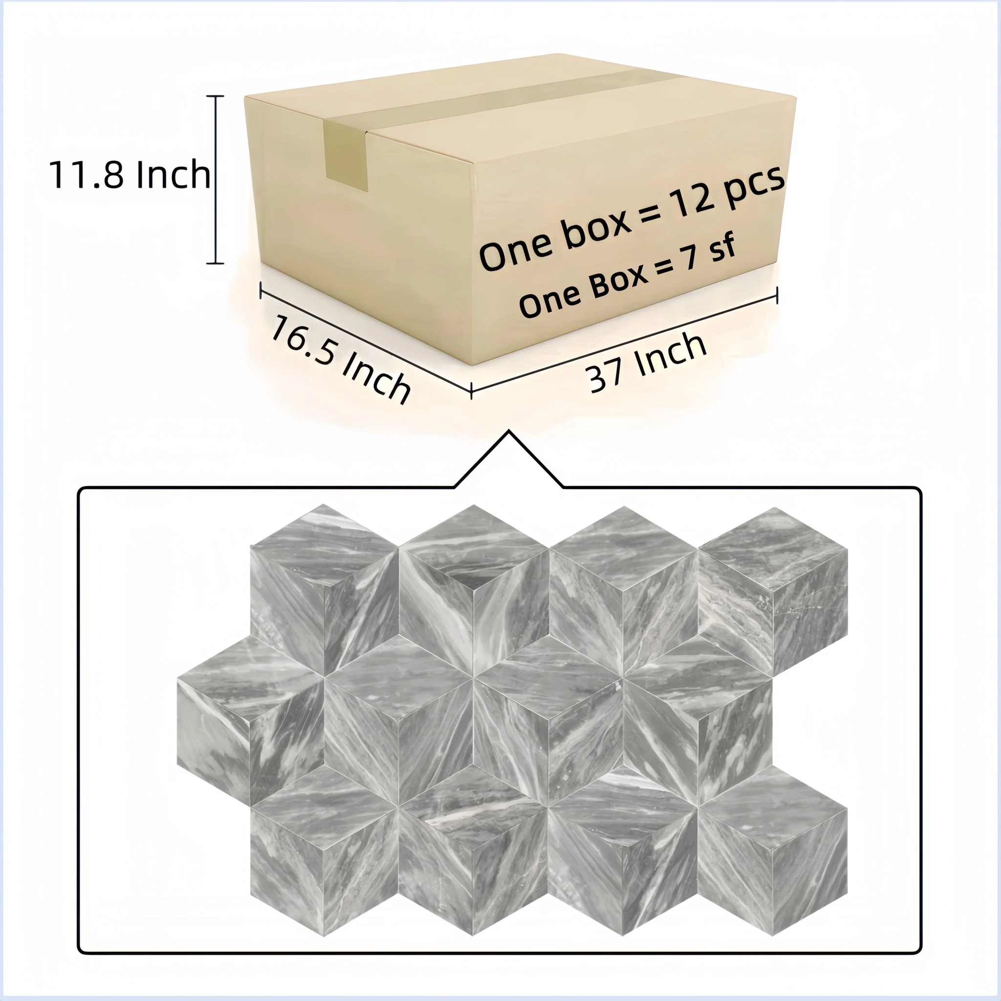 Hexagon Natural Marble Polished Tile For Wall And Floor (Set of 12) - Image 39