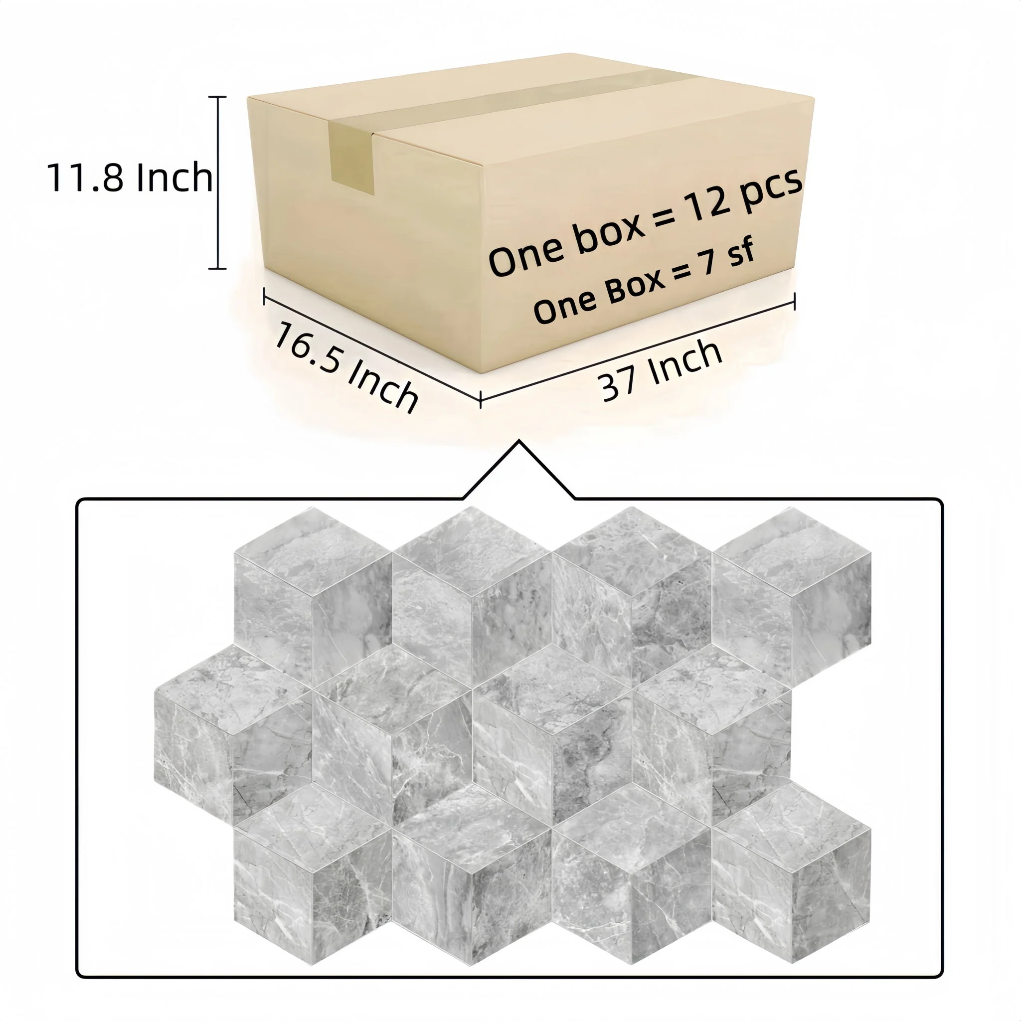 Hexagon Natural Marble Polished Tile For Wall And Floor (Set of 12) - Image 9
