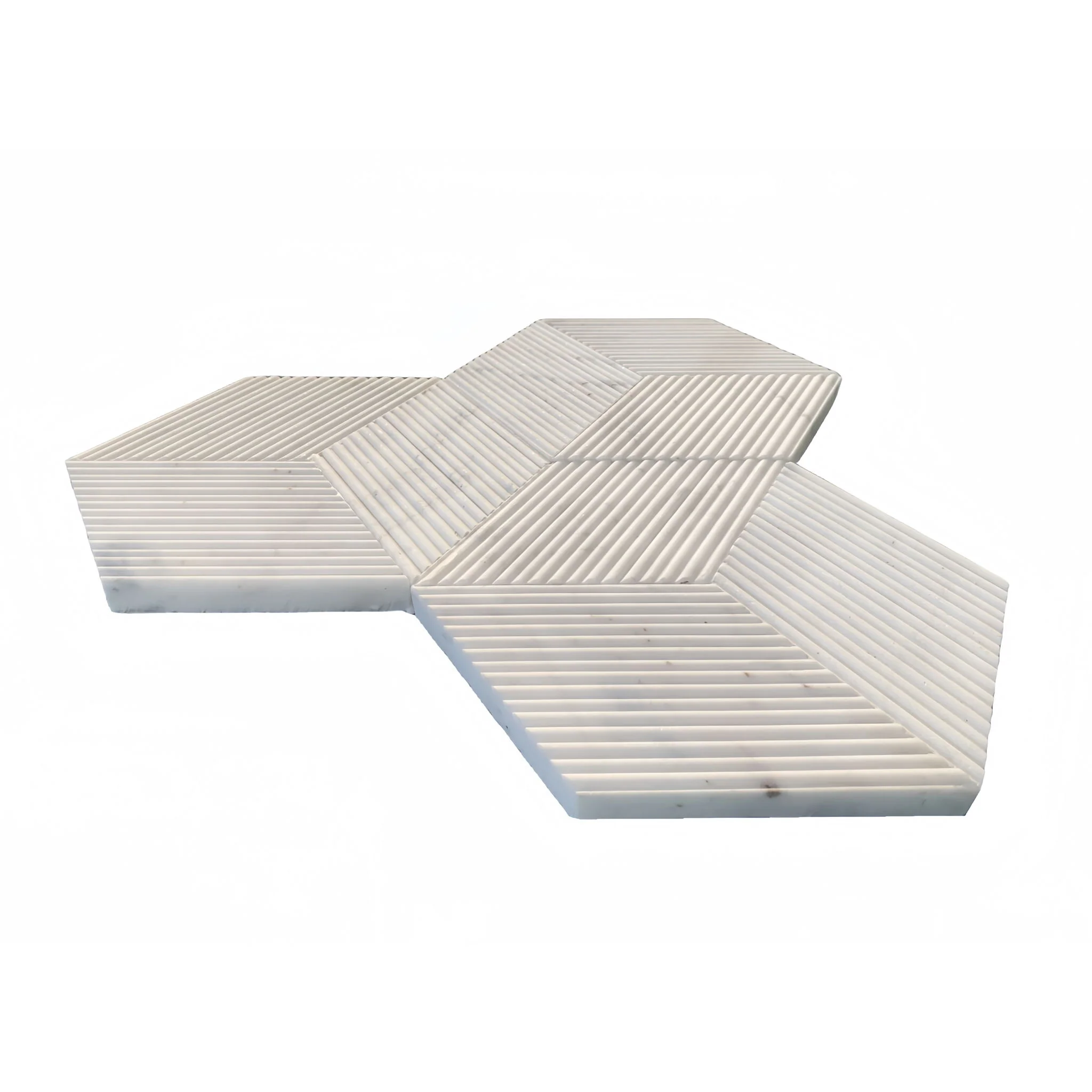 Hexagon Natural Stone Marble Tile, 3D Fluted (Set of 12) - Image 5