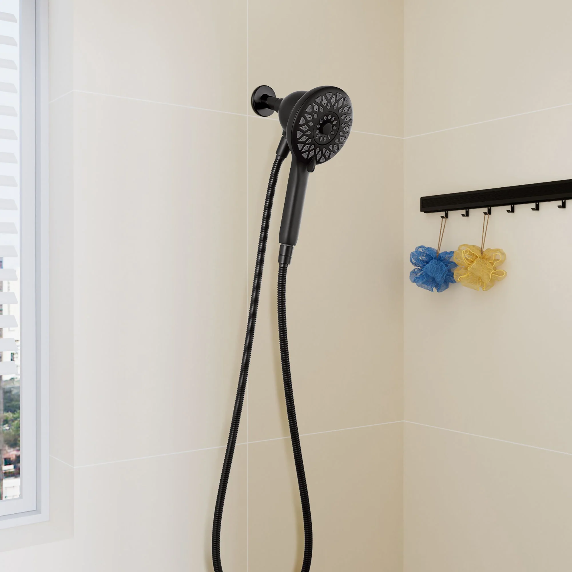 High Pressure Shower Heads 6 Spray Mode Handheld Shower With 60" Stainless Steel Hose - Matte Black - Image 6