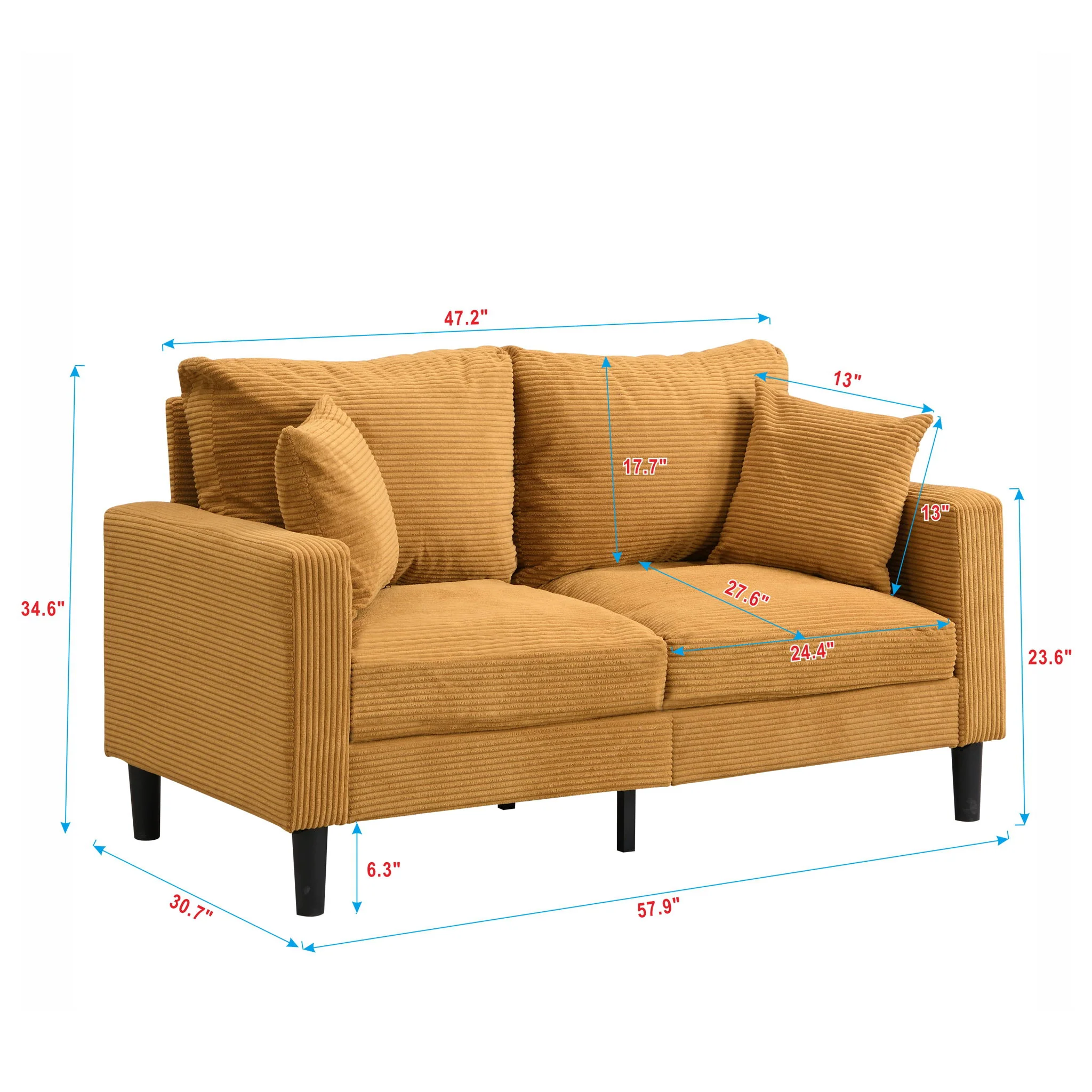 High Resilience Loveseat Sofa With Wooden Frame - Image 11