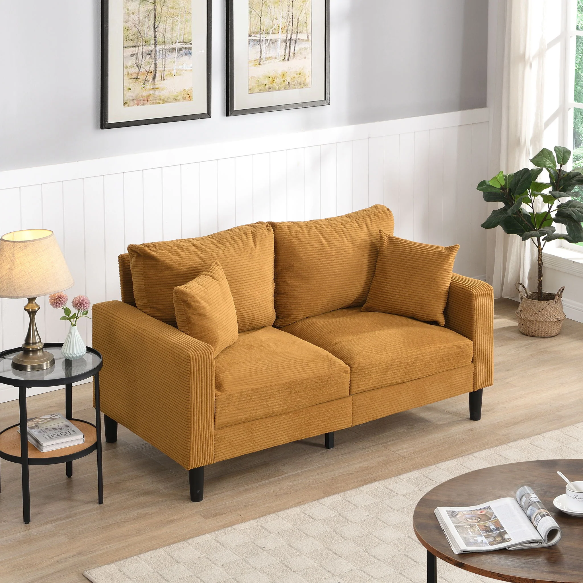 High Resilience Loveseat Sofa With Wooden Frame - Image 8