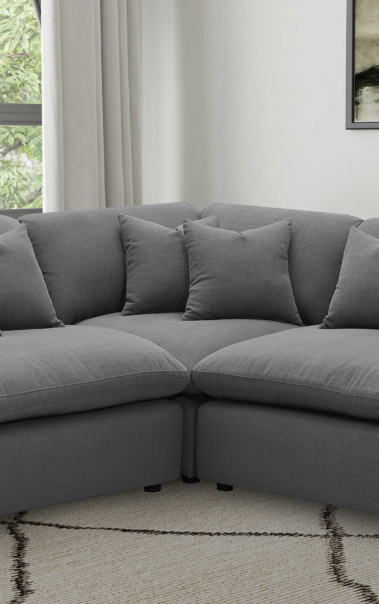 Hobson Upholstered Corner Chair in Charcoal - Image 2
