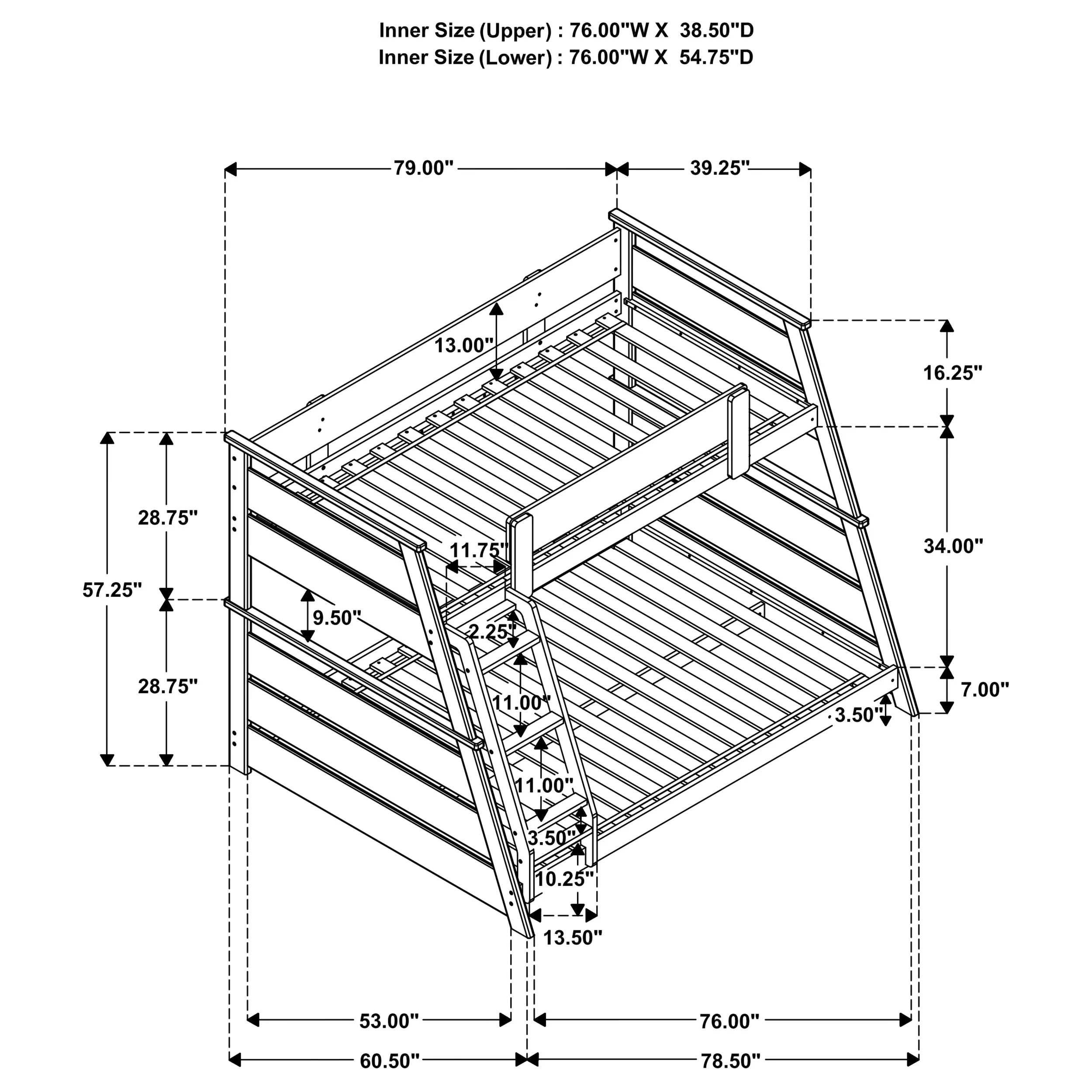 Holden Wood Veneer Twin Over Full Bunk Bed Walnut - Image 12